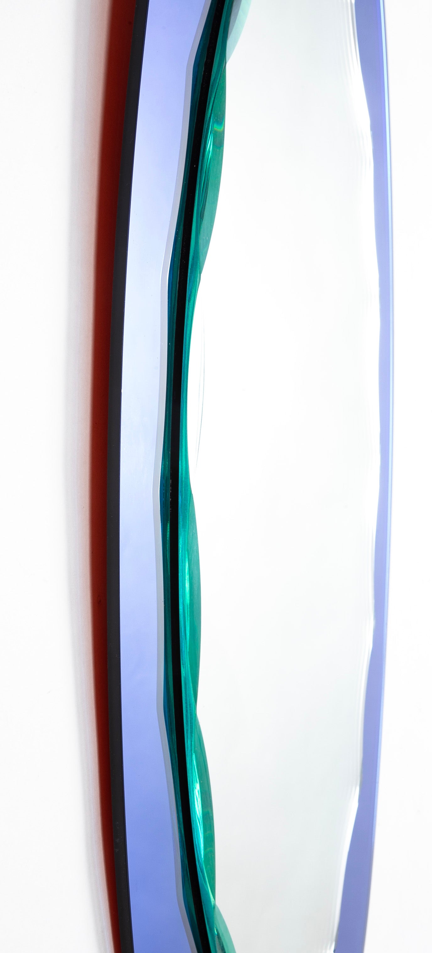 Mid-Century Italian Blue Glass Framed Mirror