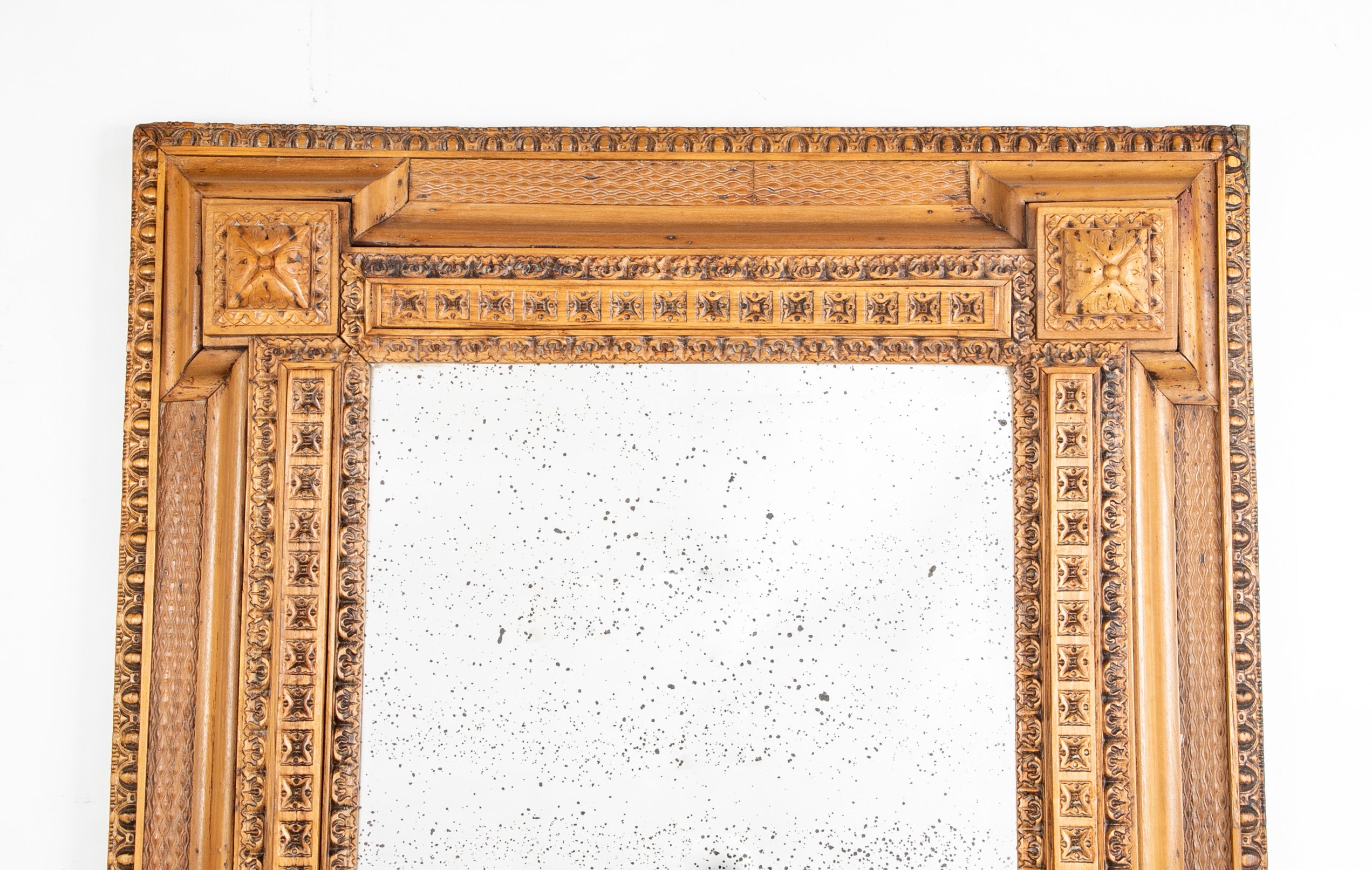 19th Century Baroque Carved Pine Mirror in the Dutch Tradition