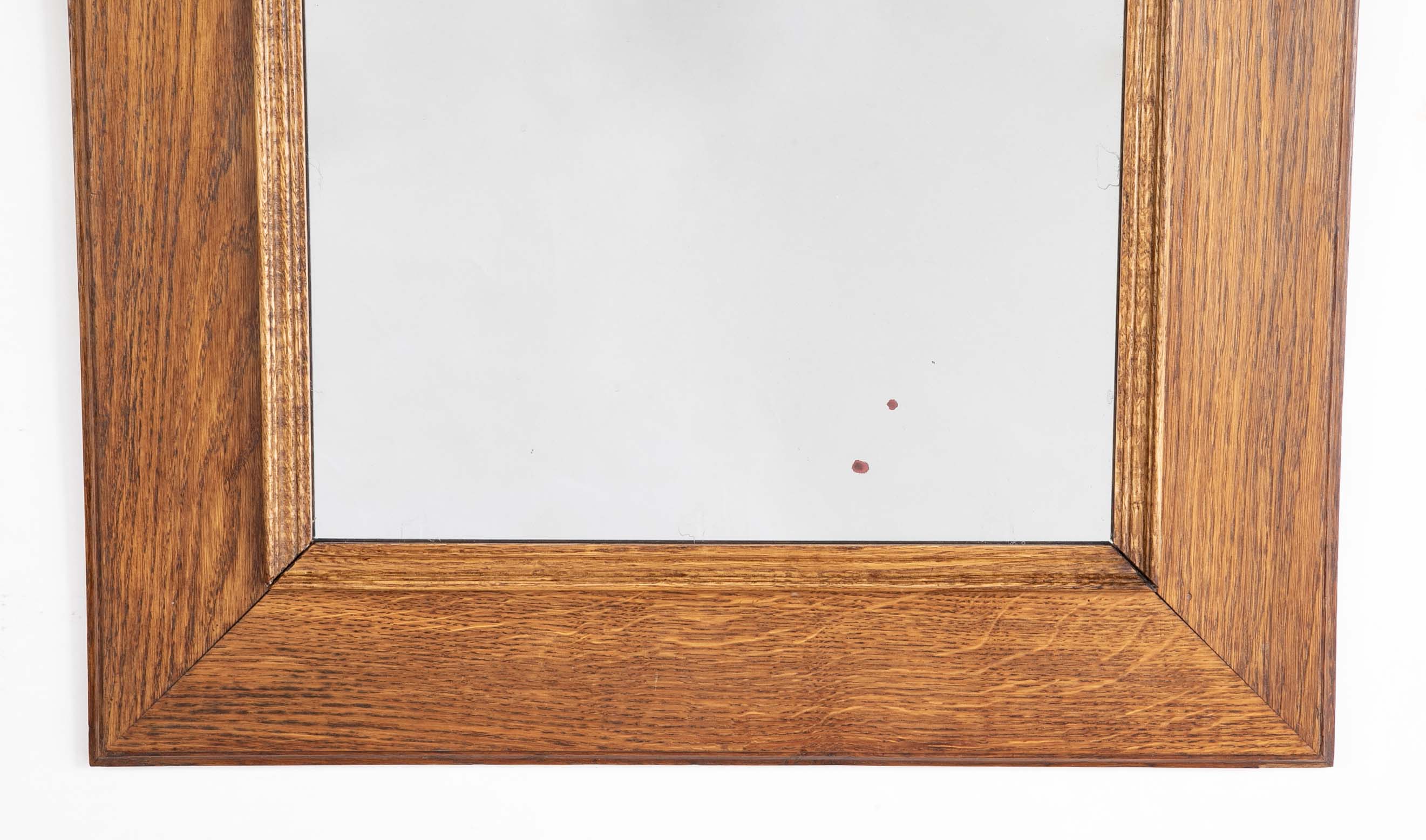 Early 20th Century French Natural Form Molded Oak Framed Mirror