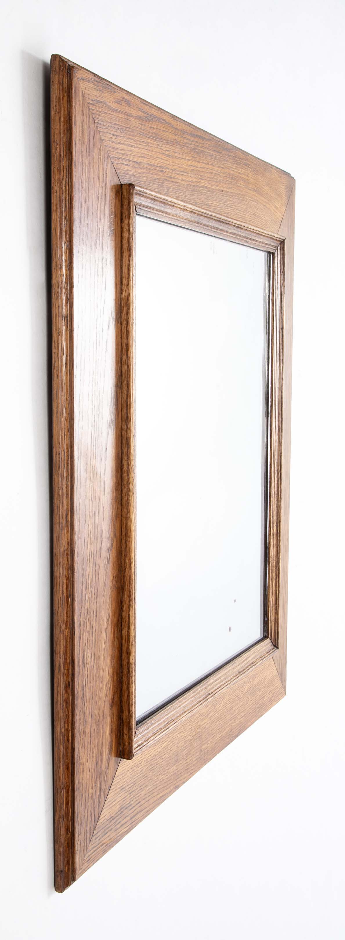 Early 20th Century French Natural Form Molded Oak Framed Mirror