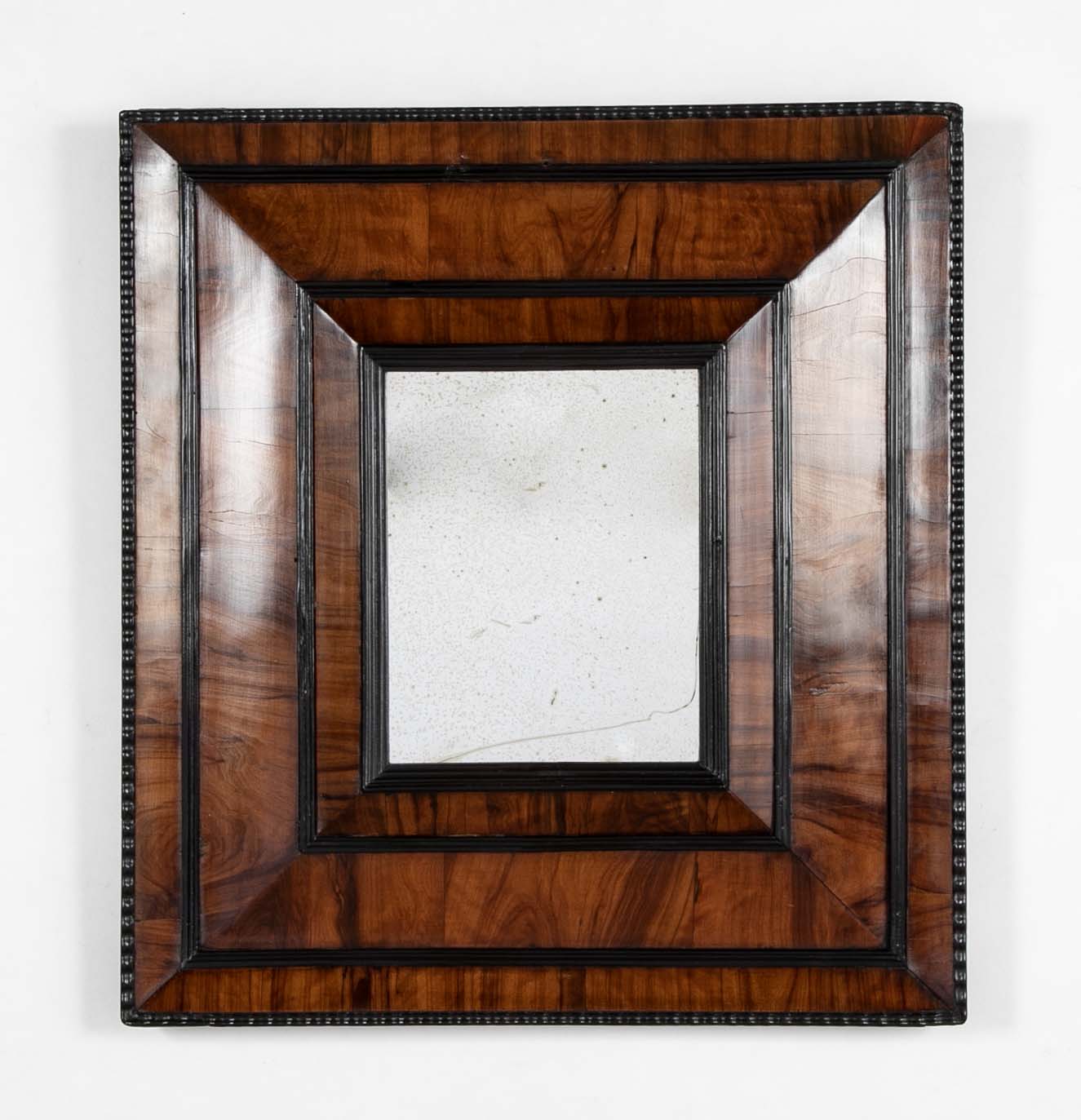 18th Century French Convex Mirror in Olive Wood Frame
