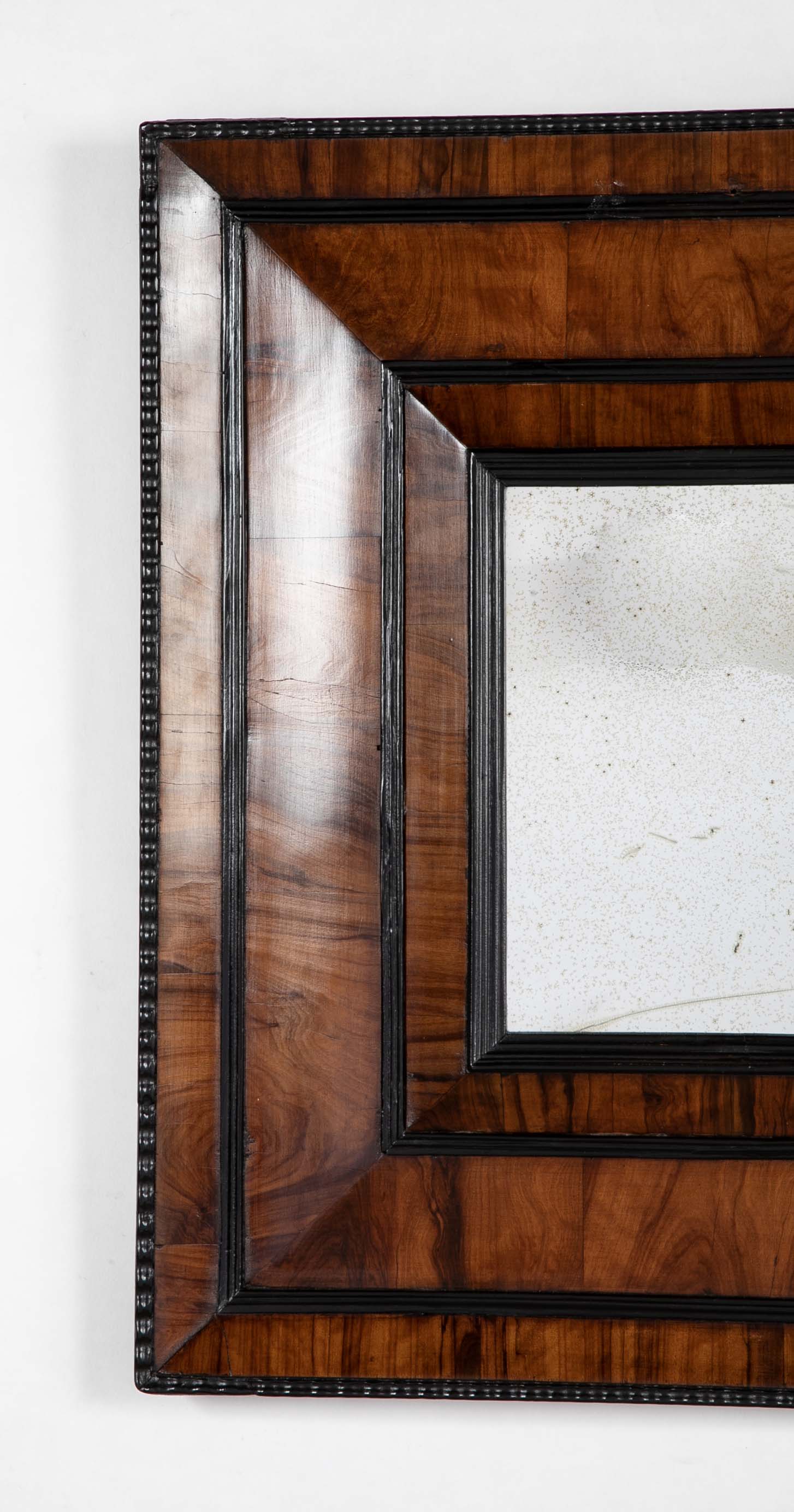 18th Century French Convex Mirror in Olive Wood Frame