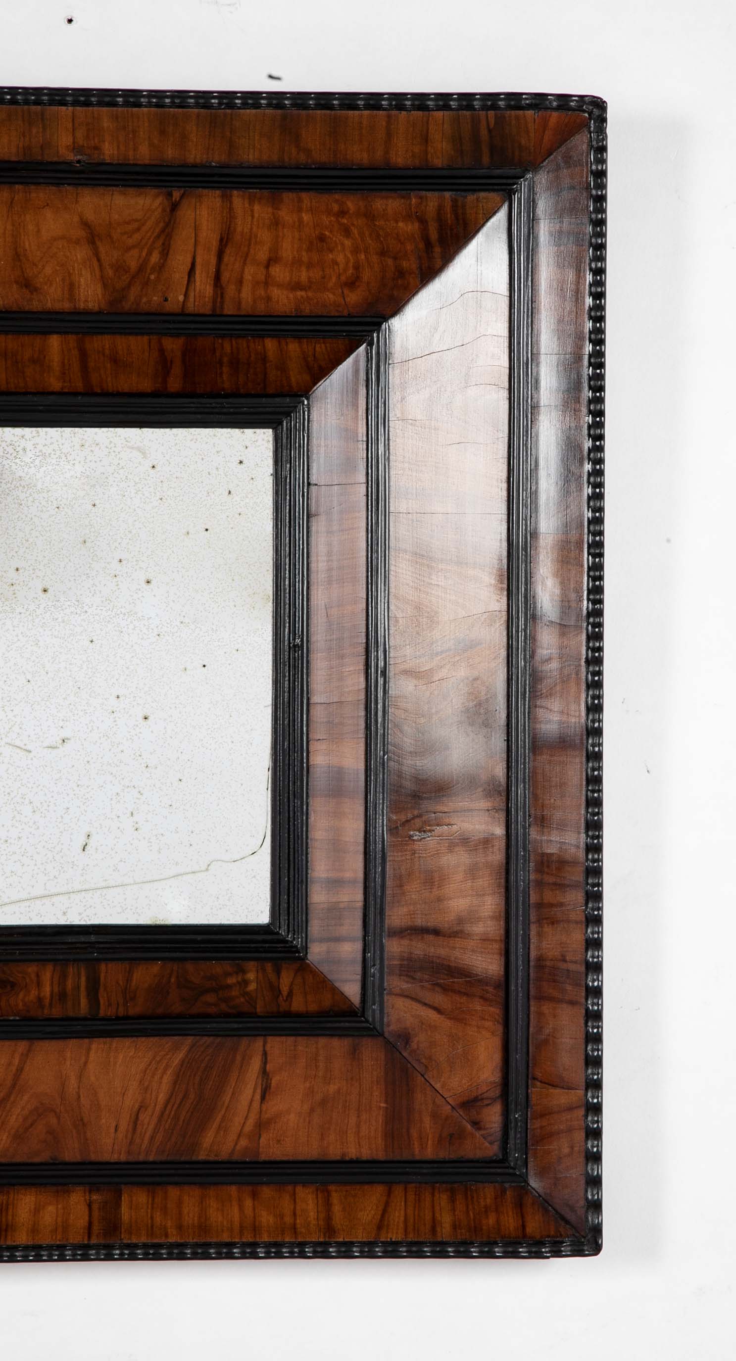 18th Century French Convex Mirror in Olive Wood Frame