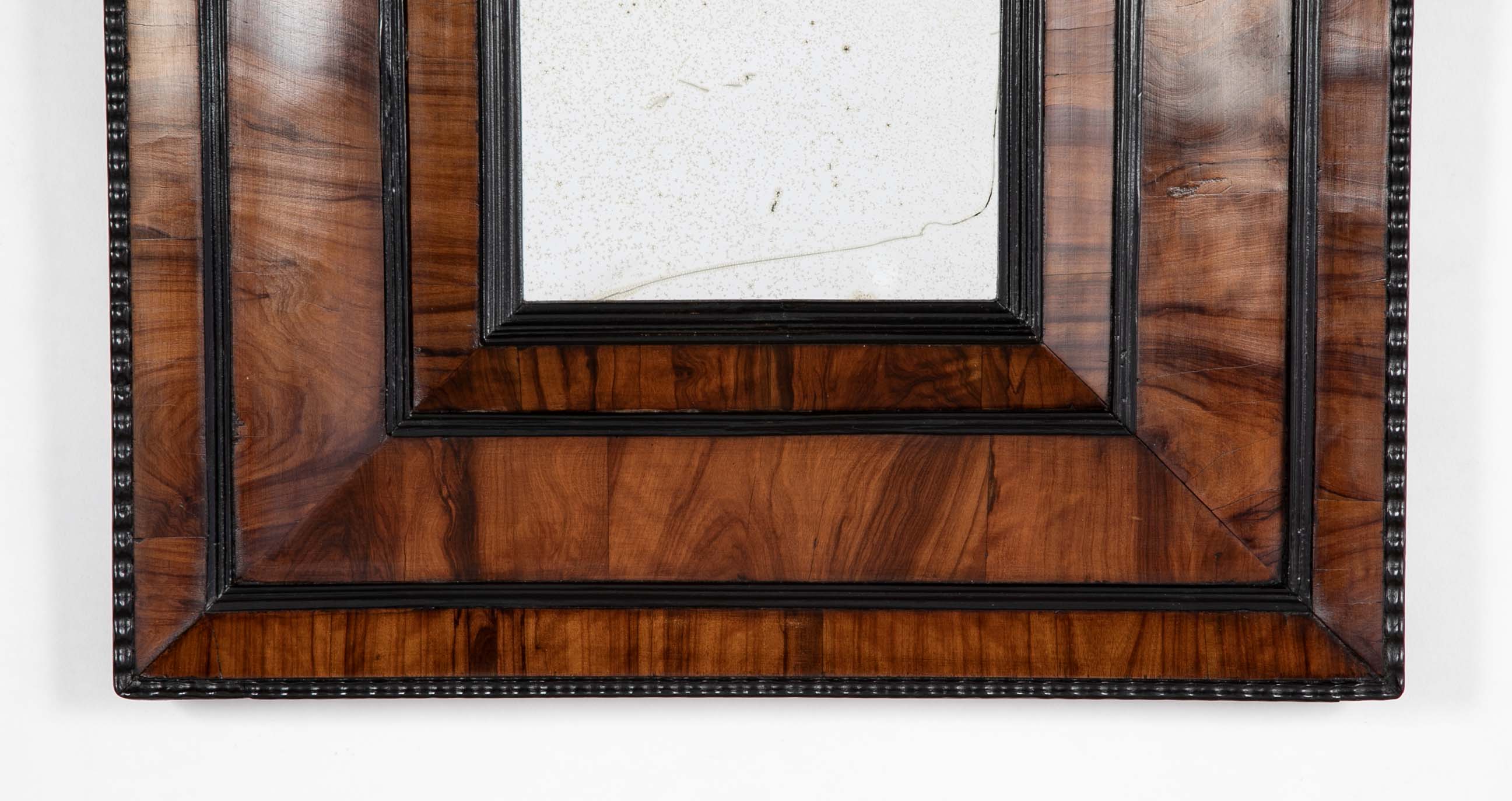 18th Century French Convex Mirror in Olive Wood Frame