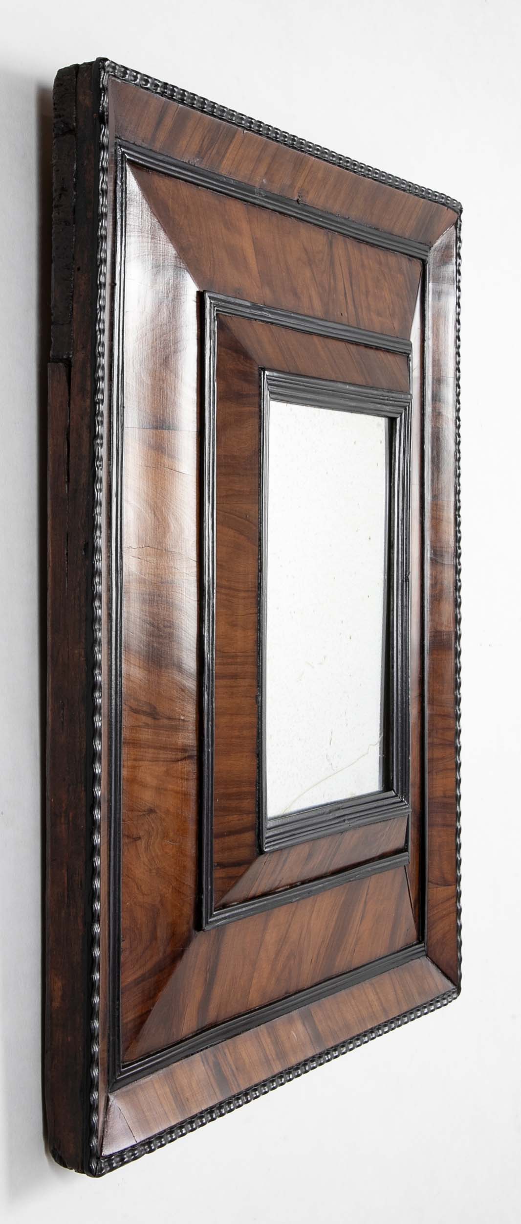 18th Century French Convex Mirror in Olive Wood Frame
