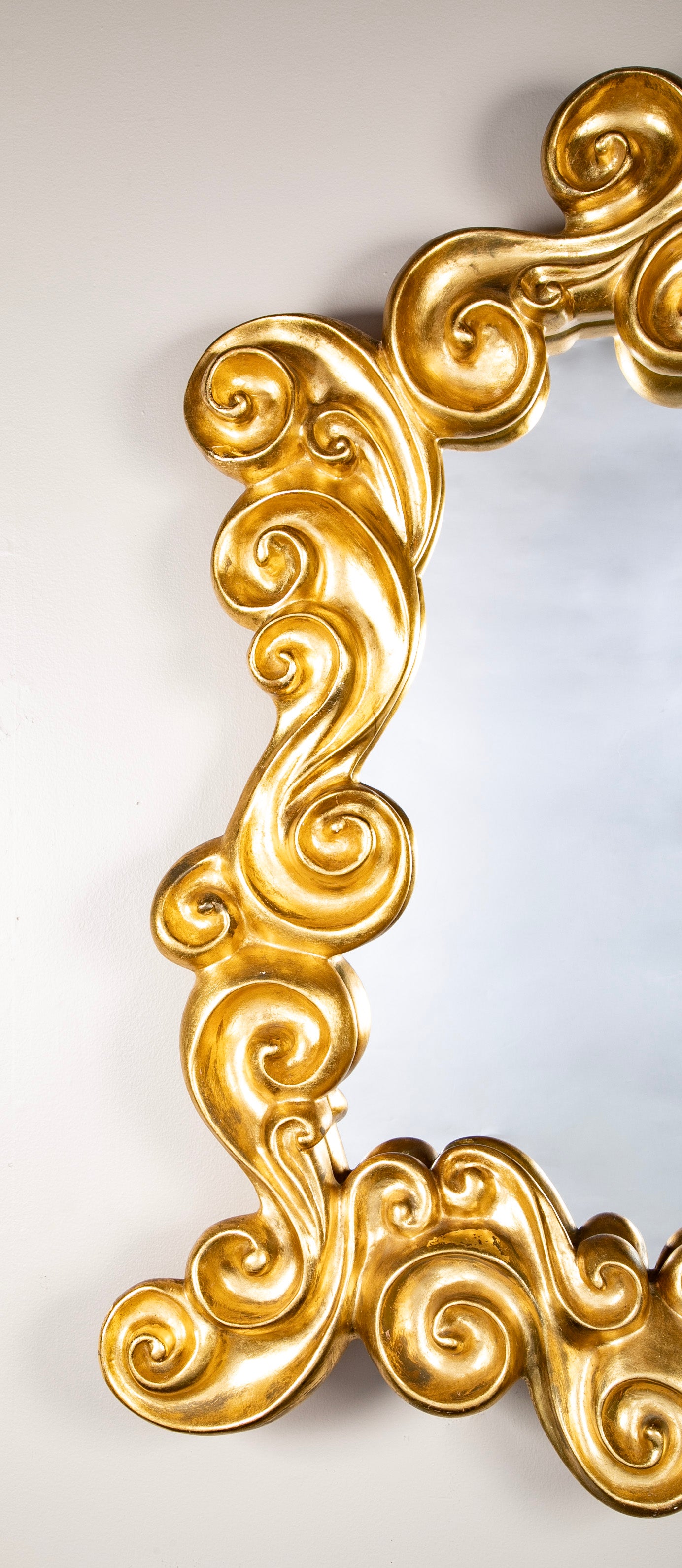 Jean Boggio ''Les Vagues'' Gold Plaster Mirror for Les Heritiers
