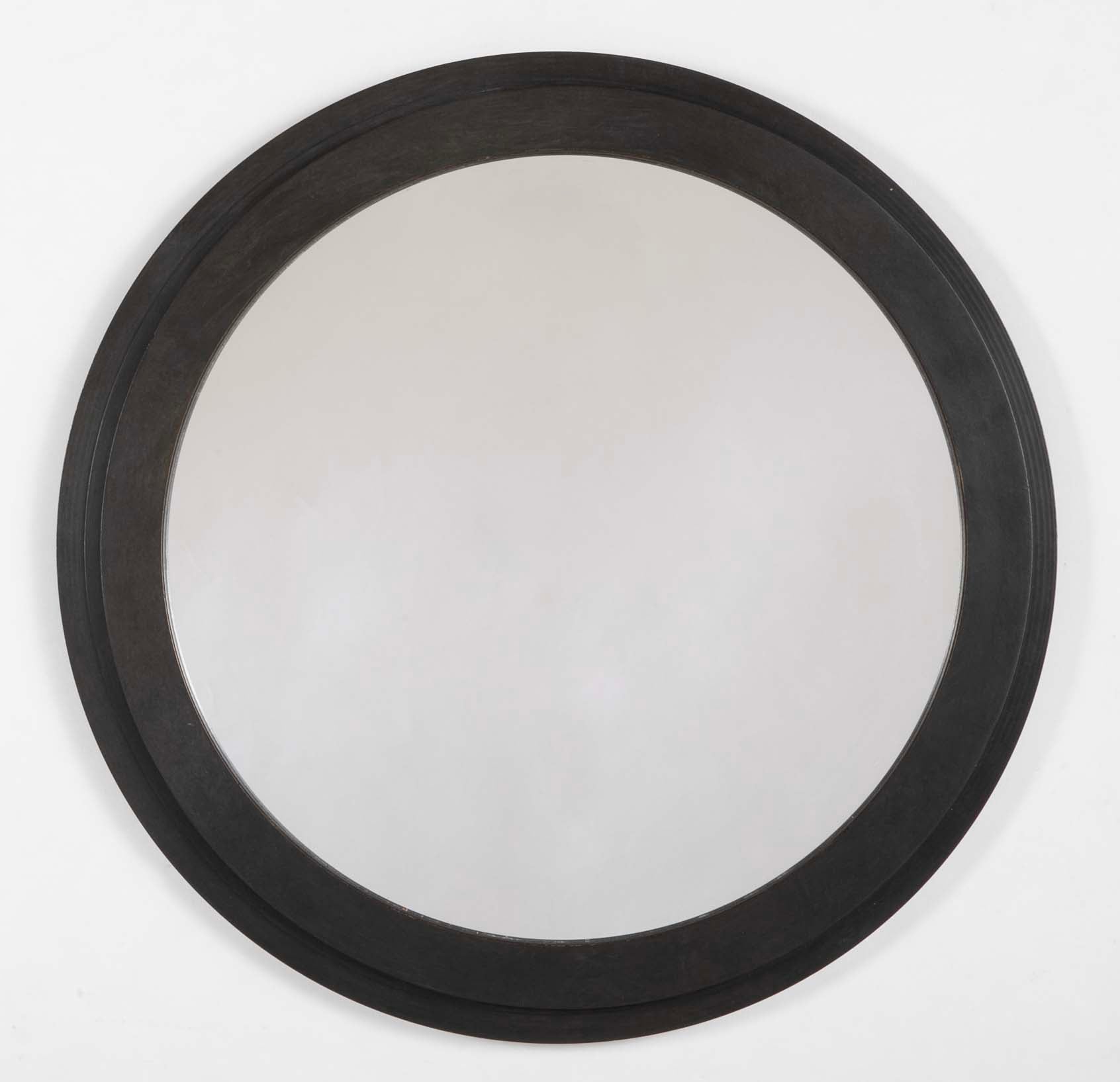 Laurence Montano Circular Mirror in Patinated Bronze Frame