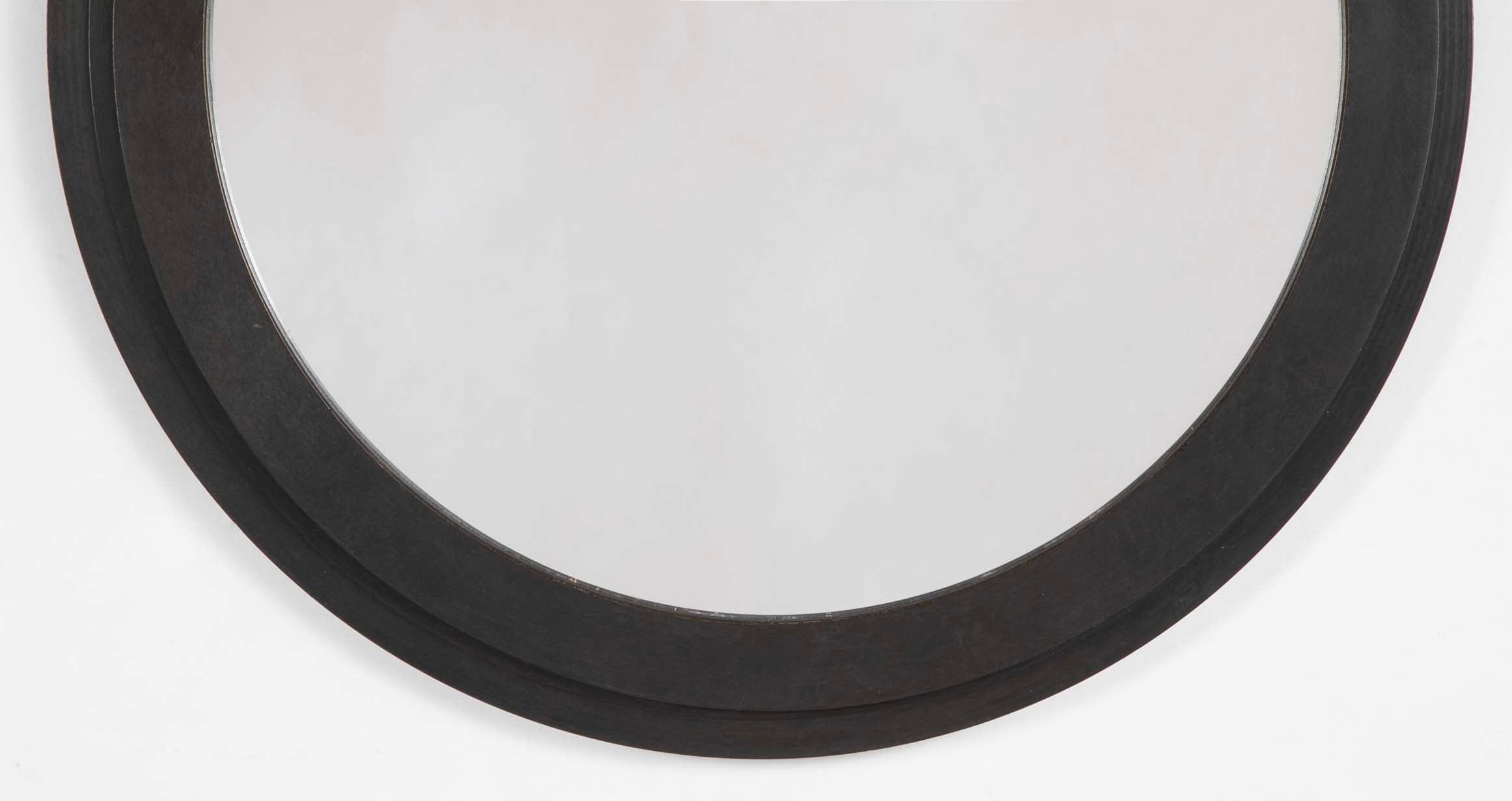 Laurence Montano Circular Mirror in Patinated Bronze Frame