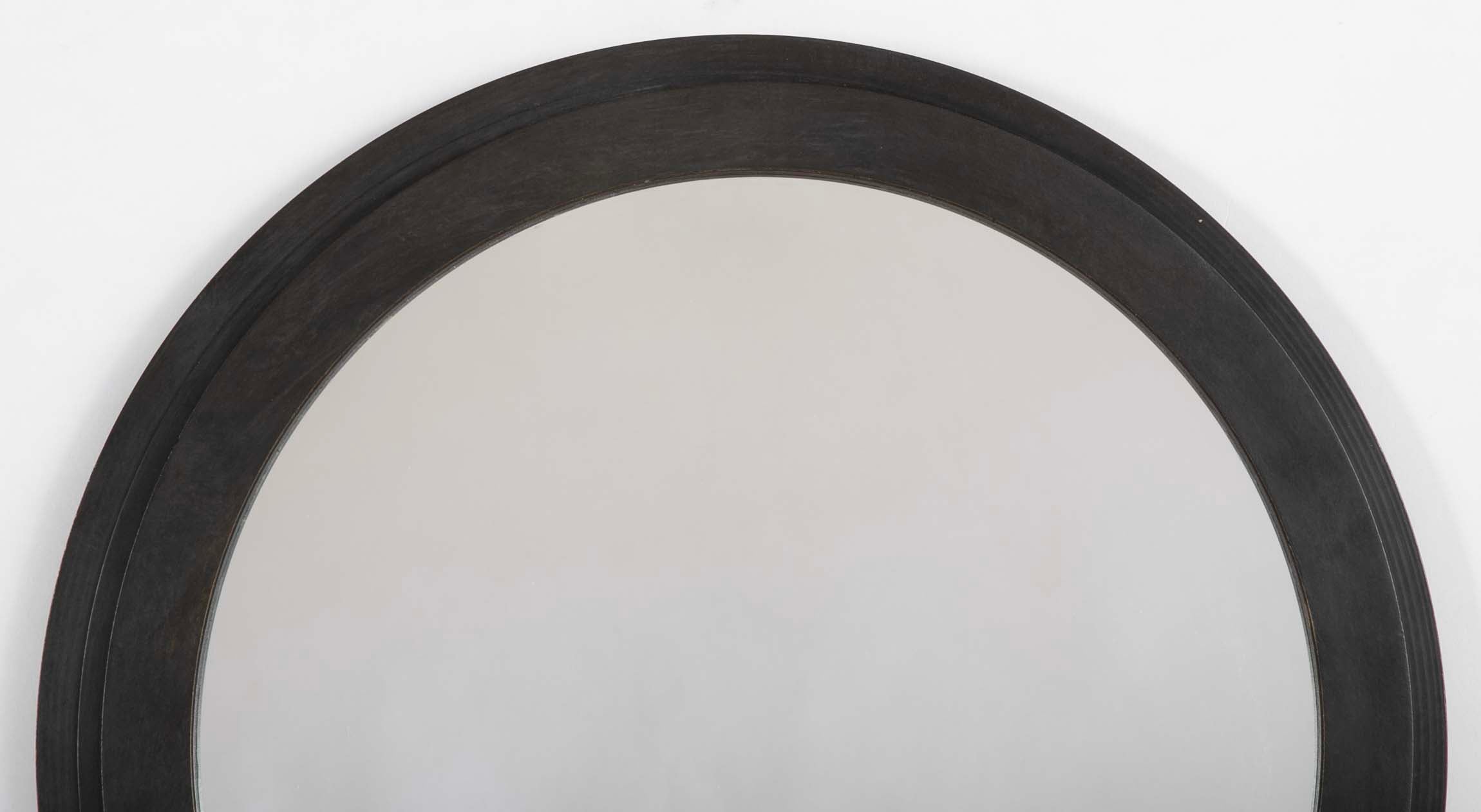 Laurence Montano Circular Mirror in Patinated Bronze Frame