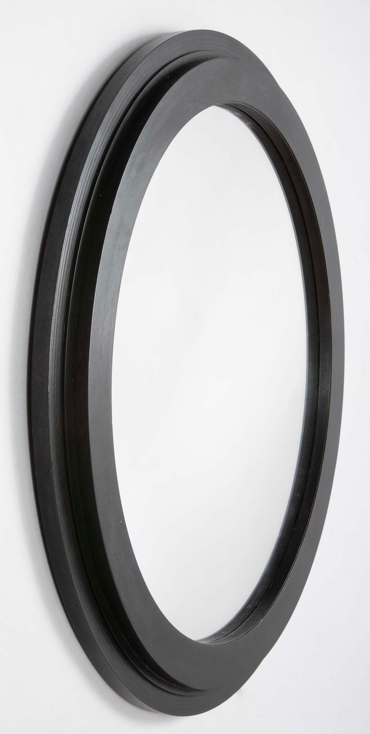 Laurence Montano Circular Mirror in Patinated Bronze Frame