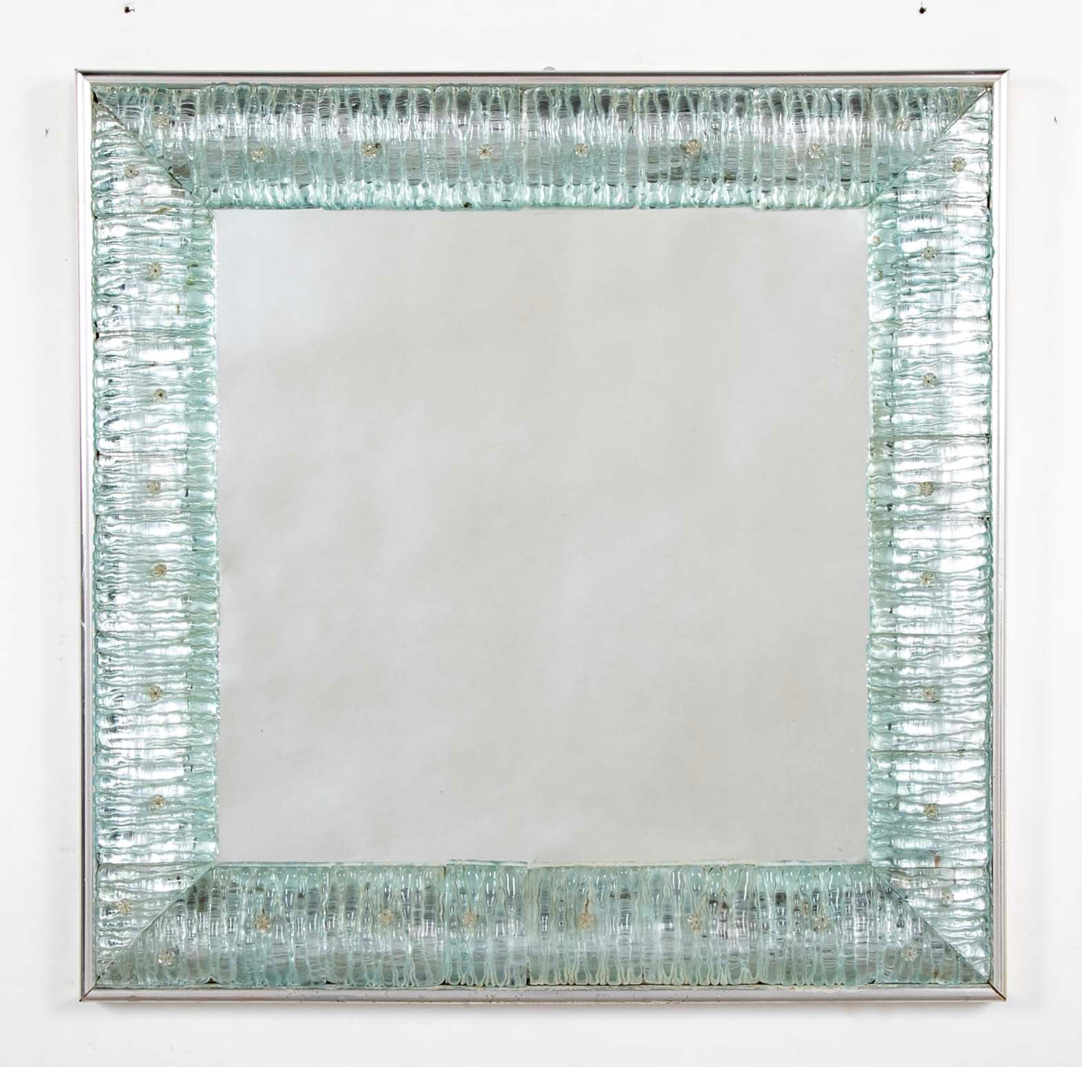 A Mid-Century Italian Segusa Nickel Plated Aluminum Framed Mirror