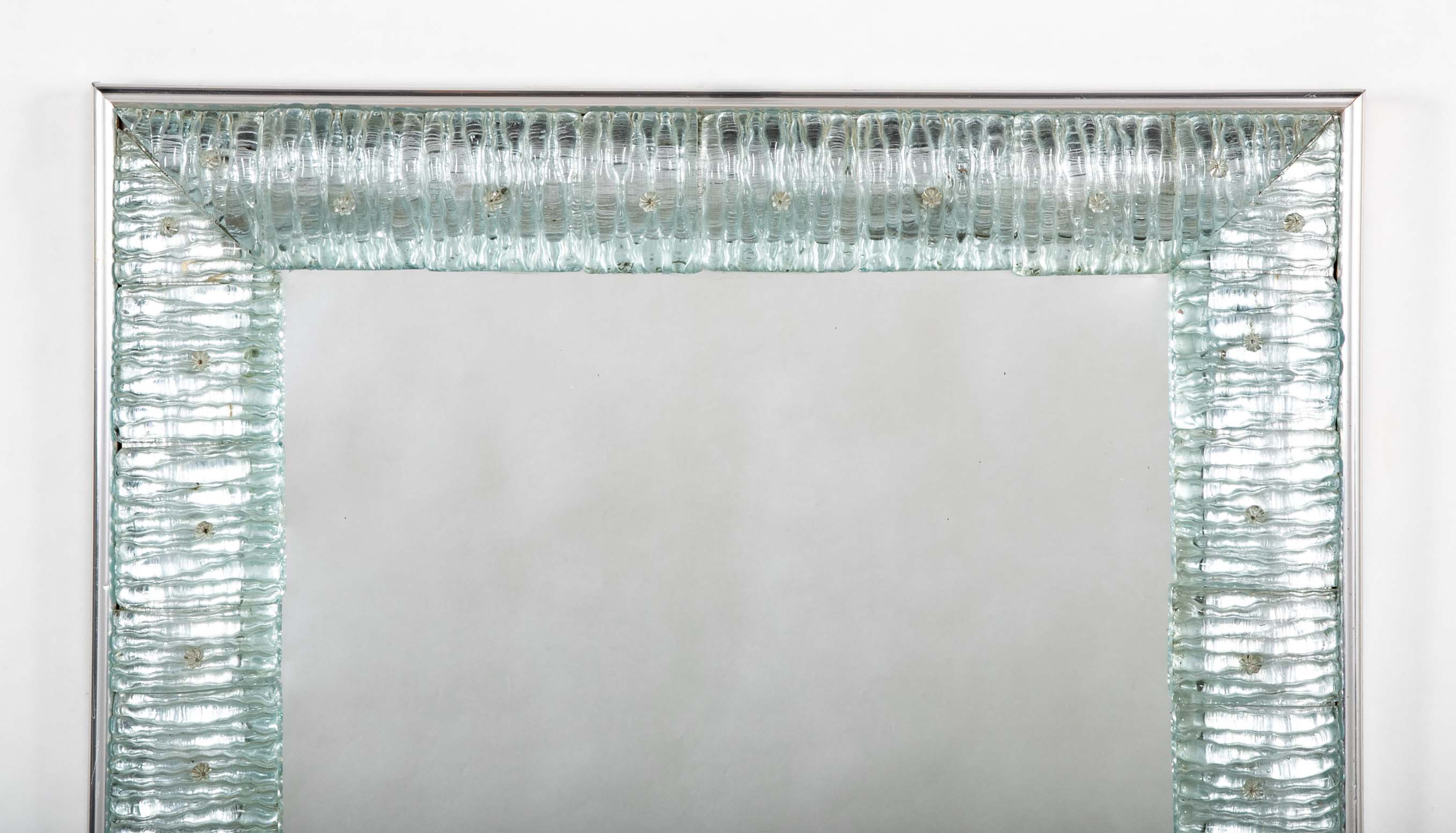 A Mid-Century Italian Segusa Nickel Plated Aluminum Framed Mirror