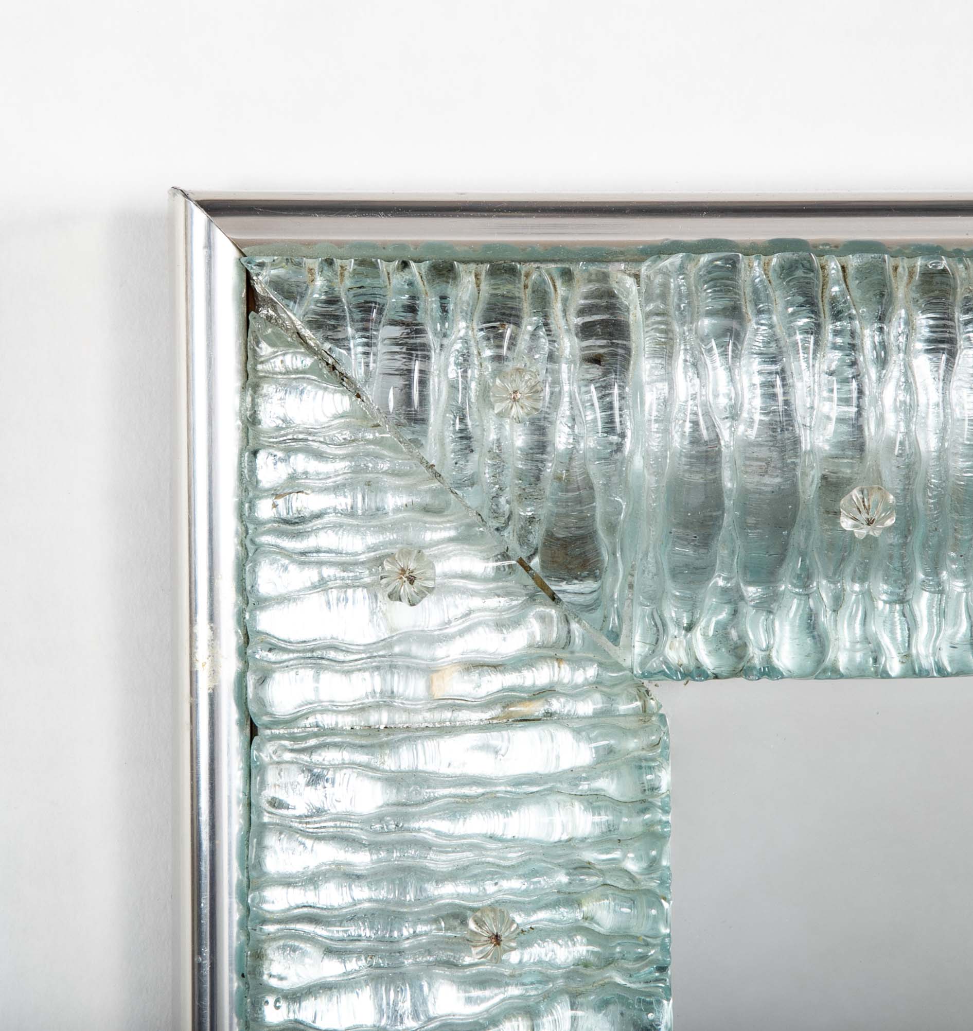A Mid-Century Italian Segusa Nickel Plated Aluminum Framed Mirror