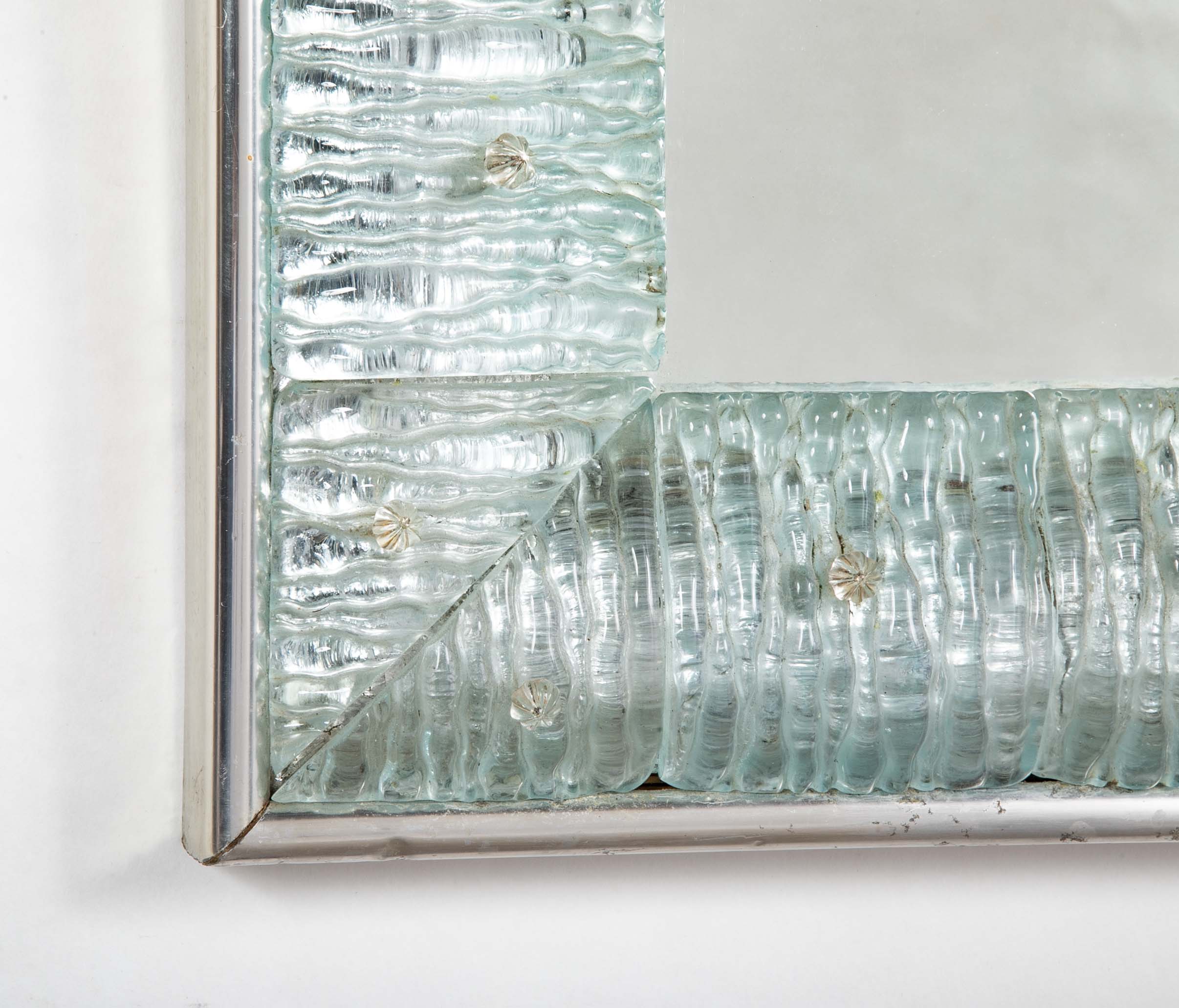 A Mid-Century Italian Segusa Nickel Plated Aluminum Framed Mirror