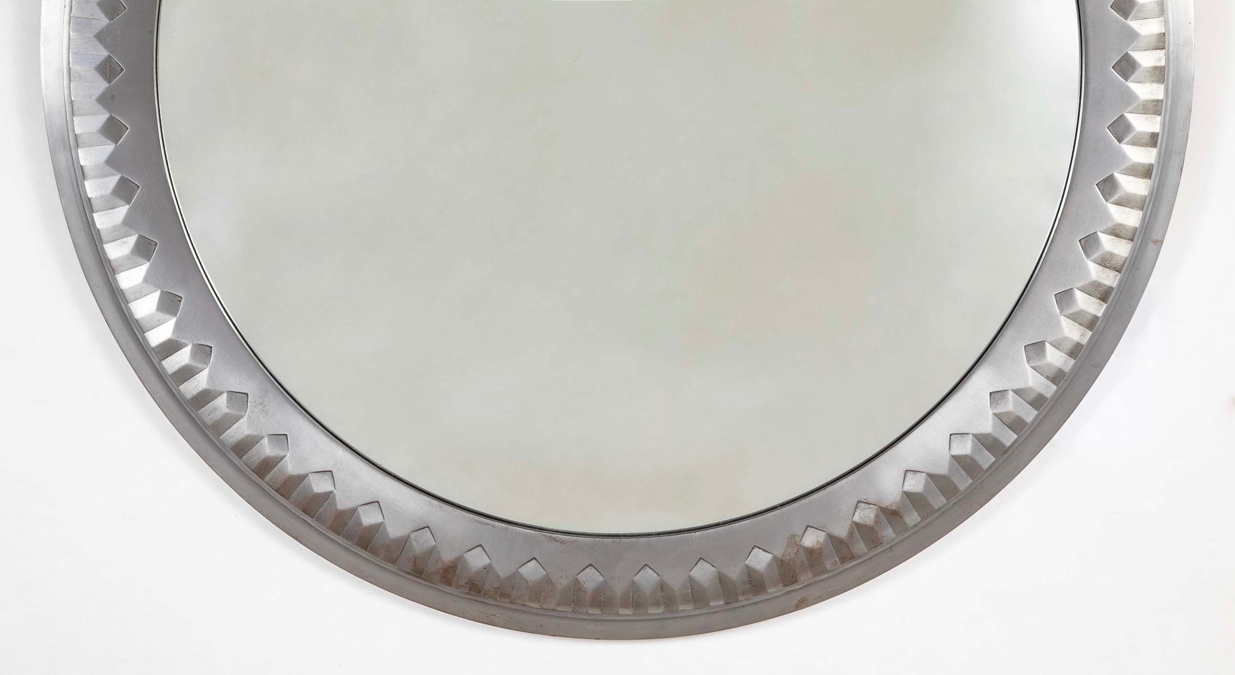 A Polished Steel Circular Mirror by Adalbert Szabo