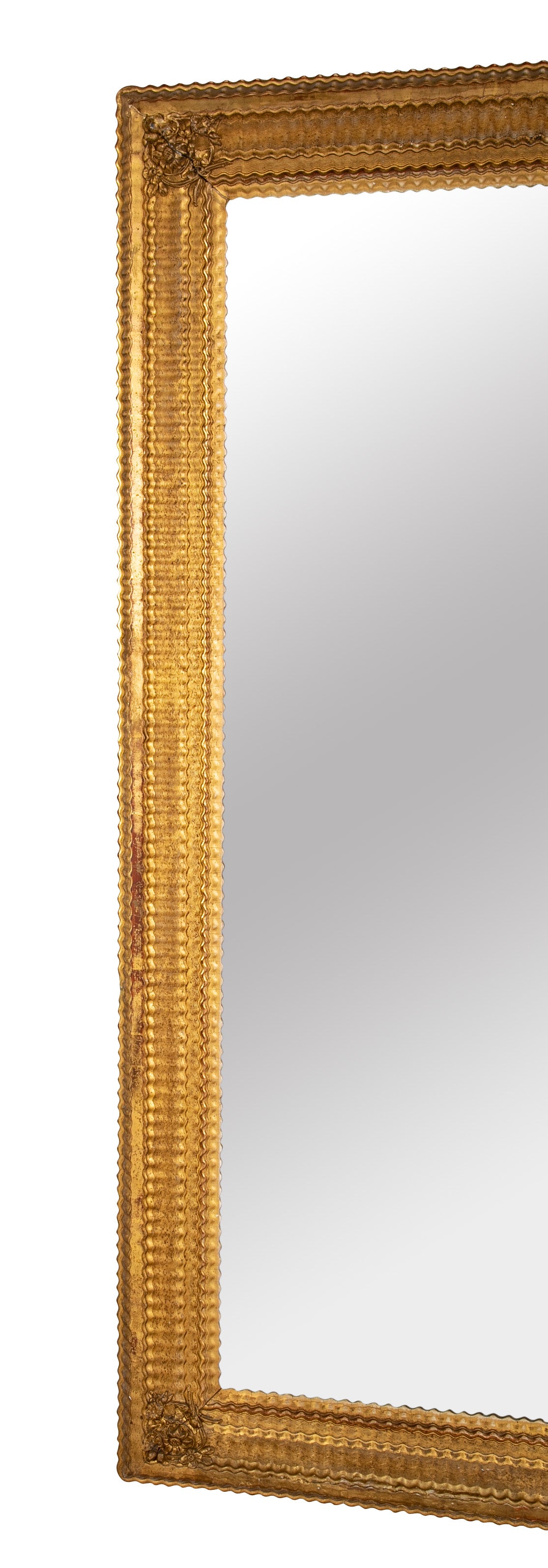 An Old French Glass Mirror with Gilt Wood Frame