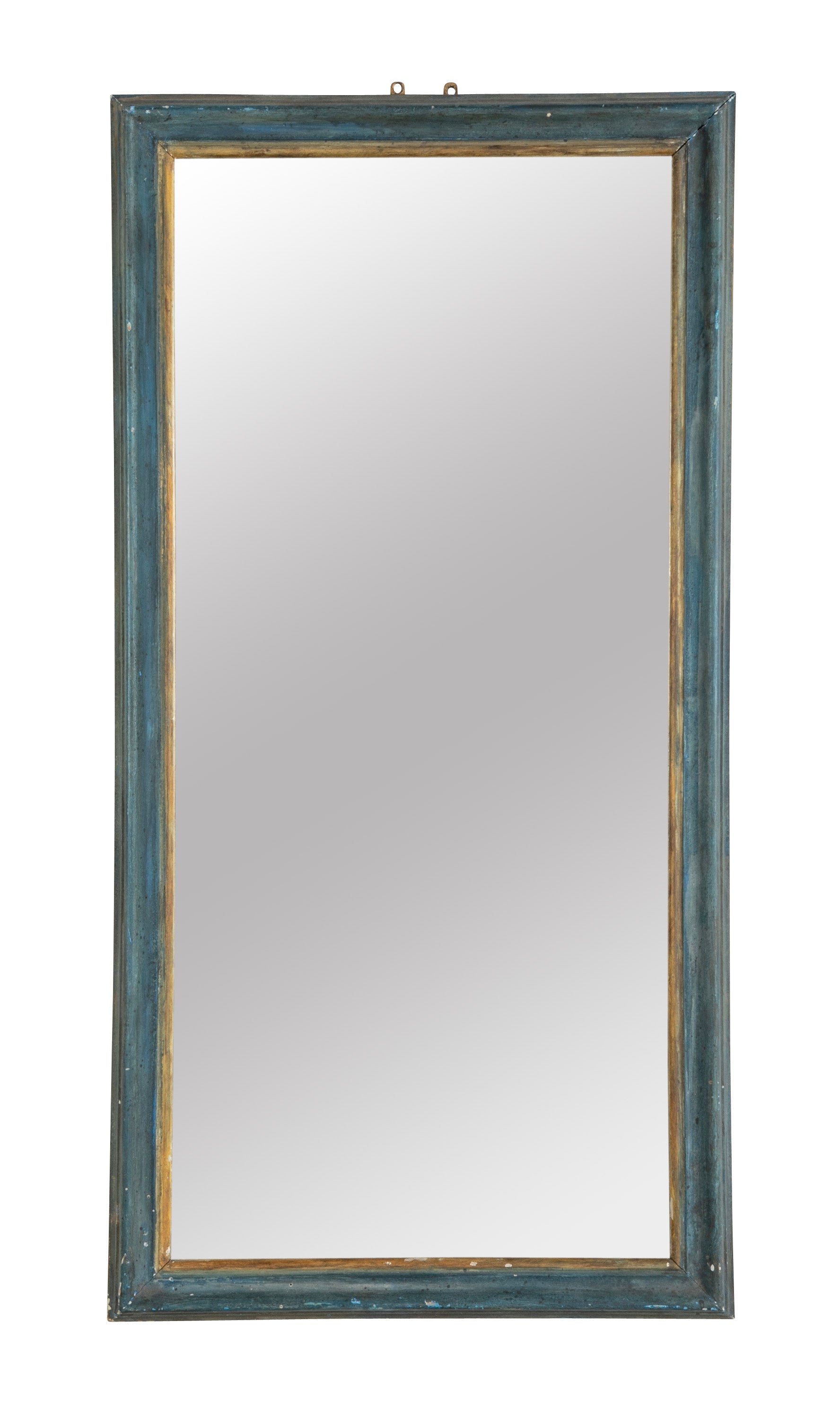 An Early 19th Century French Mirror with Blue Painted & Gilt Frame