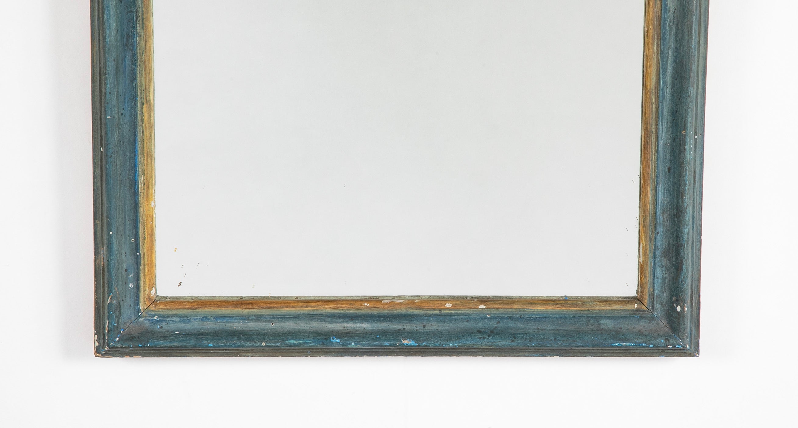 An Early 19th Century French Mirror with Blue Painted & Gilt Frame