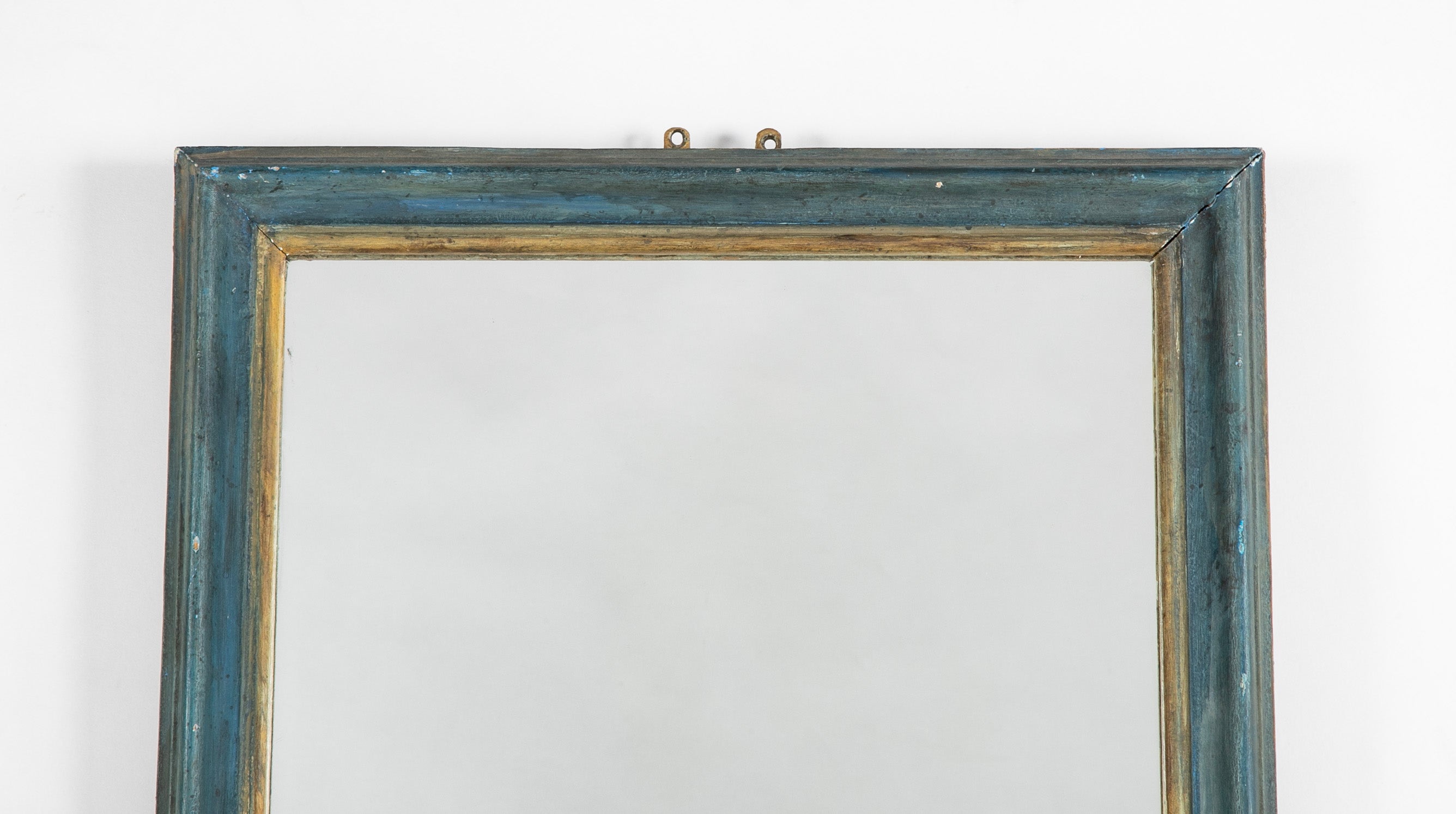 An Early 19th Century French Mirror with Blue Painted & Gilt Frame