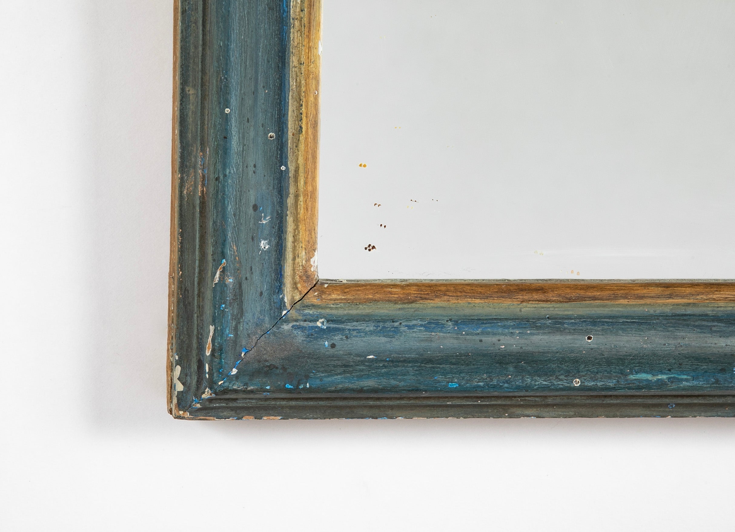 An Early 19th Century French Mirror with Blue Painted & Gilt Frame