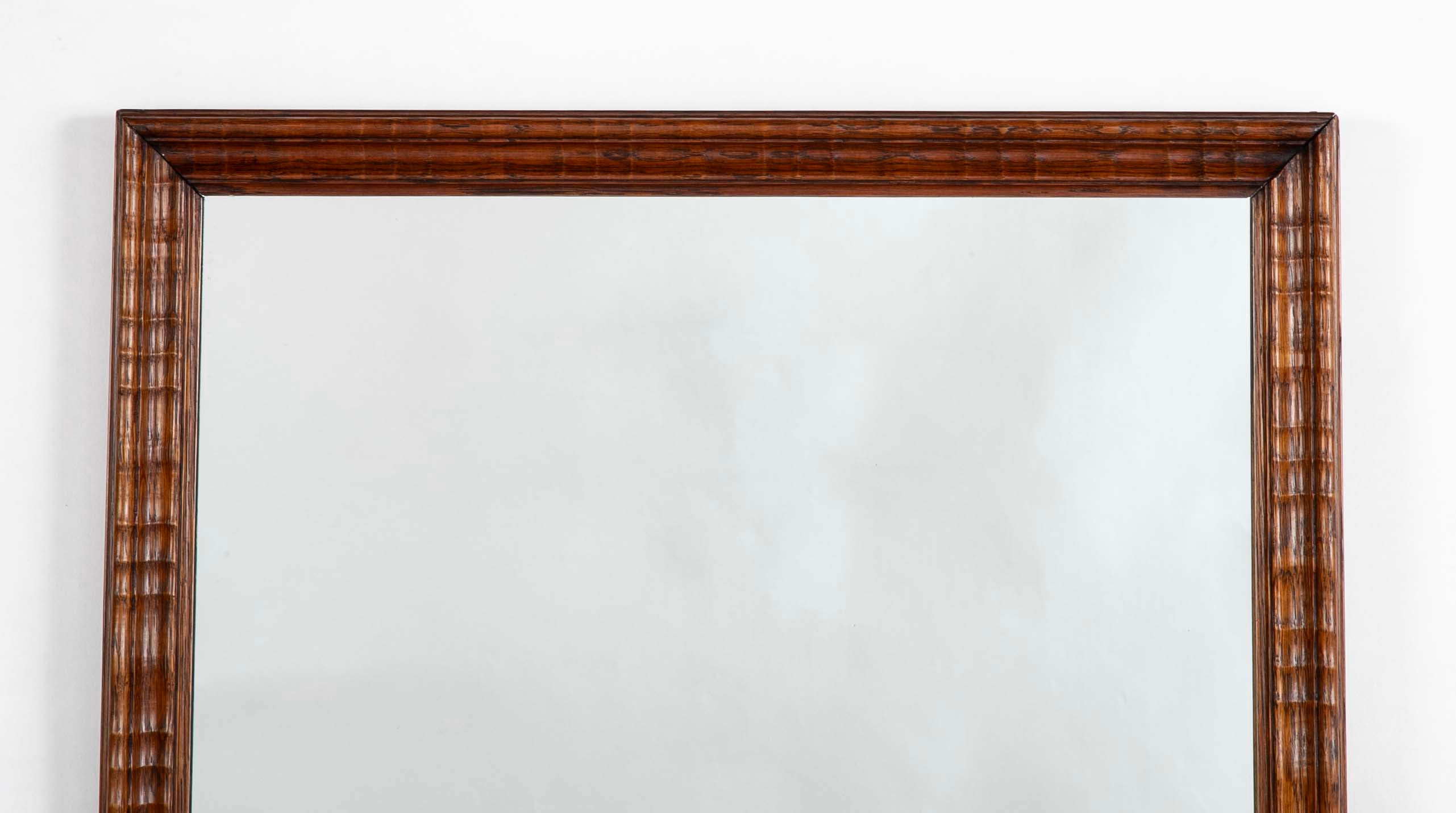 19th Century French Guilloche Wood Framed Mirror