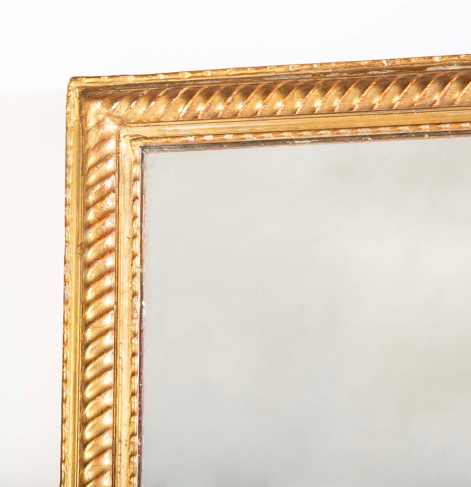 Large Rectangular French Gilt Mirror