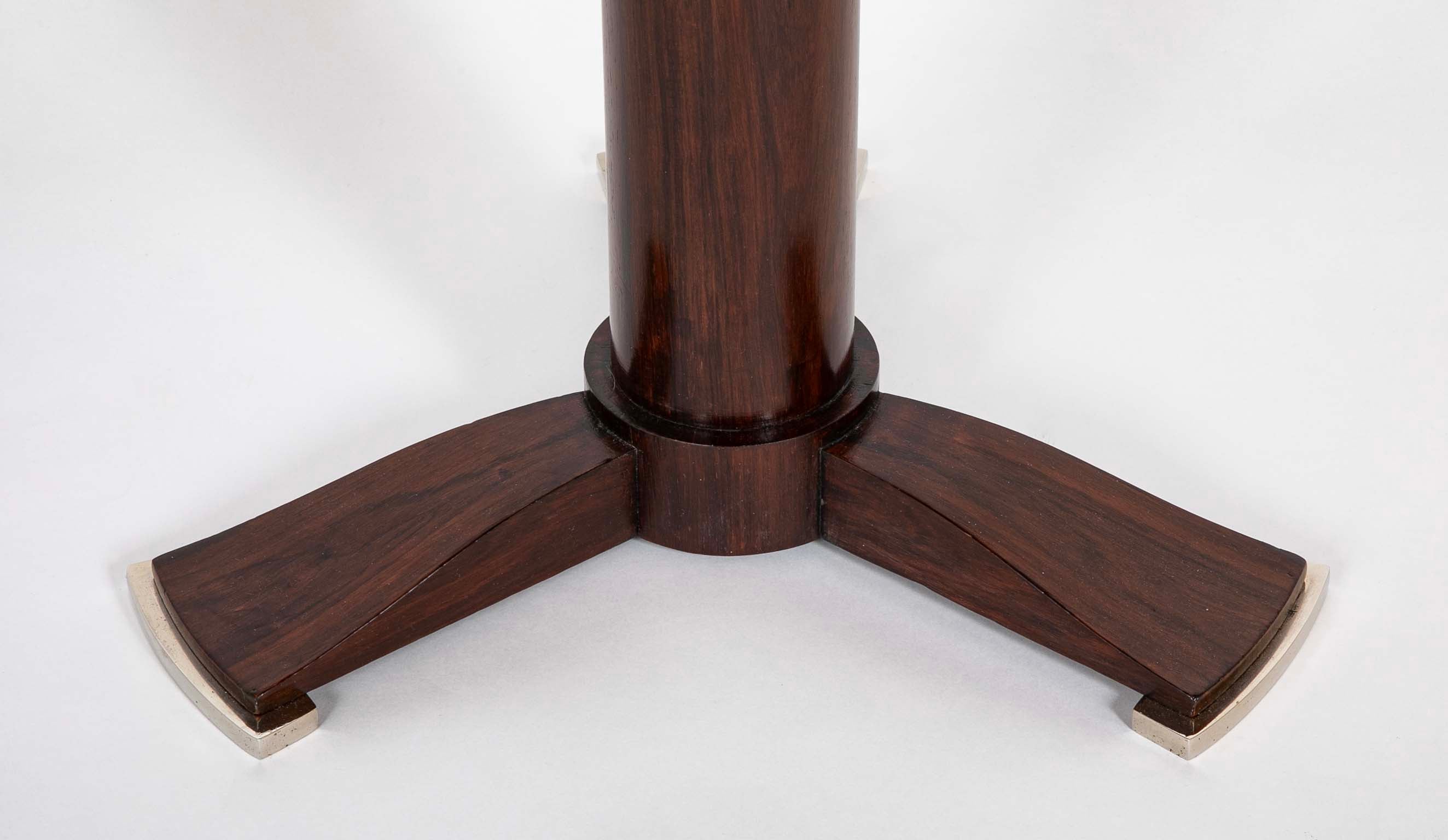 Pair of Round Mirror Top Tables Attributed to Jules Leleu