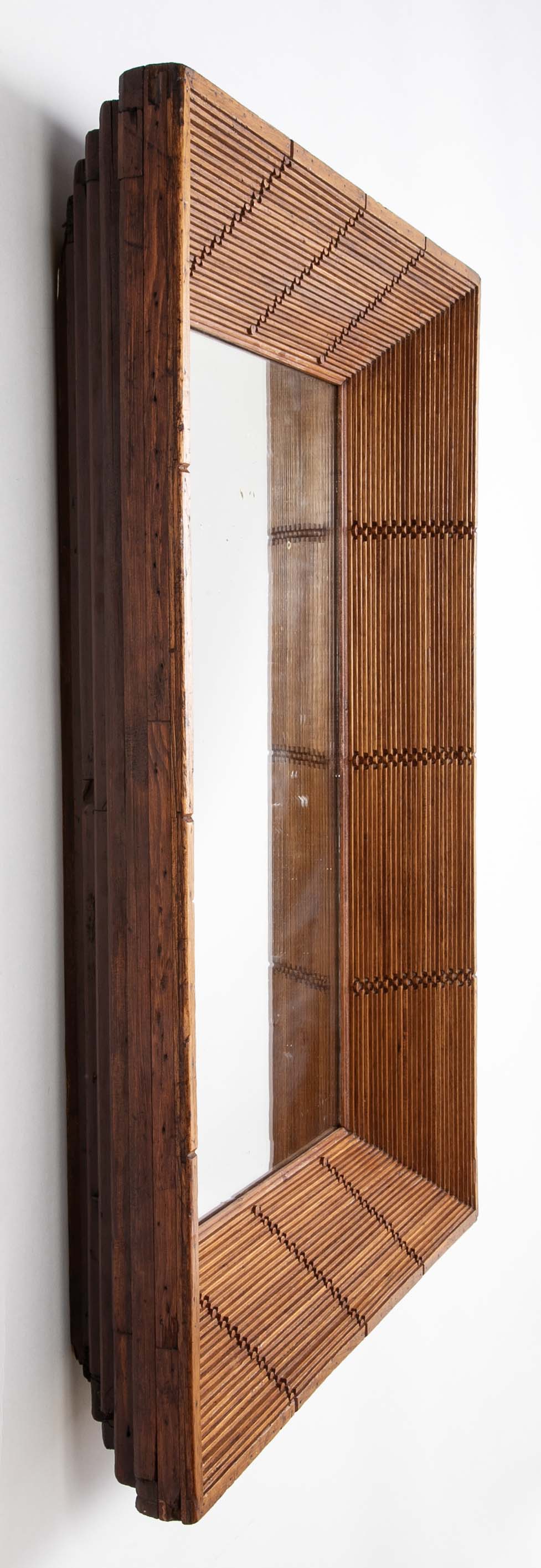 An Early 20th Century American Tramp Art Framed Mirror