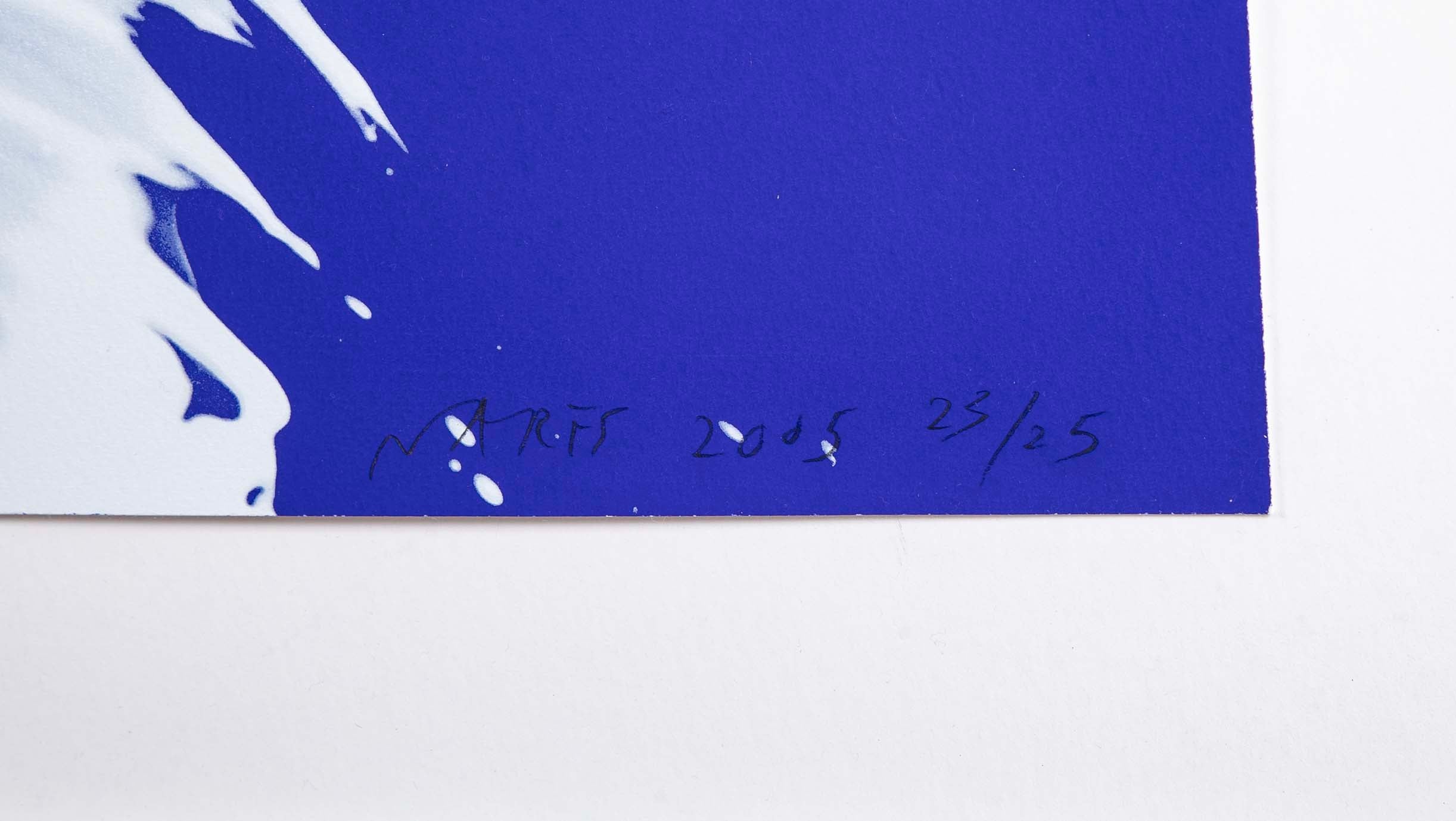 Jamie Nares Screenprint "Epigraph 3 in White & Blue"