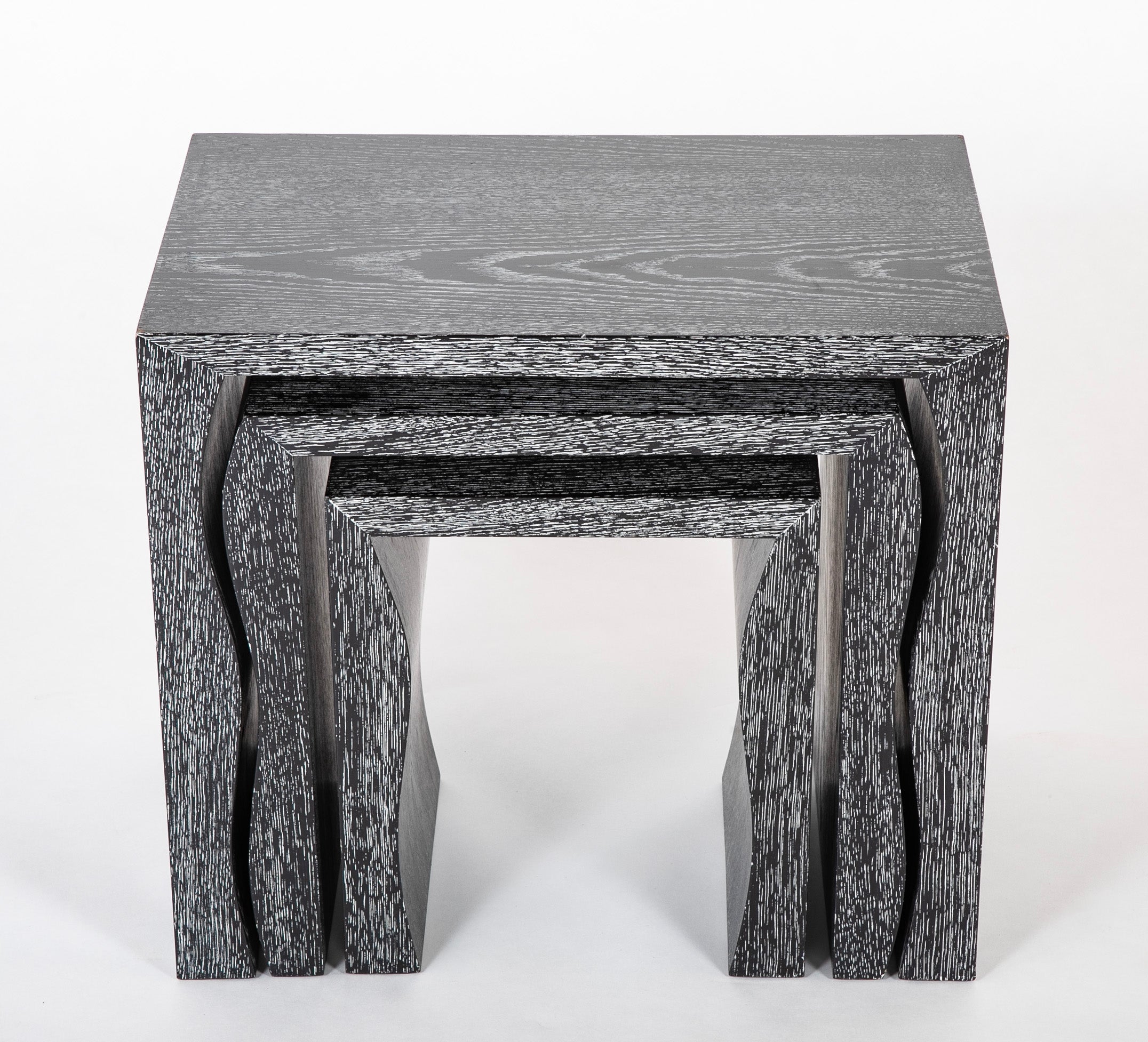 A Set of Mid-Century Cerused Oak Nesting Tables