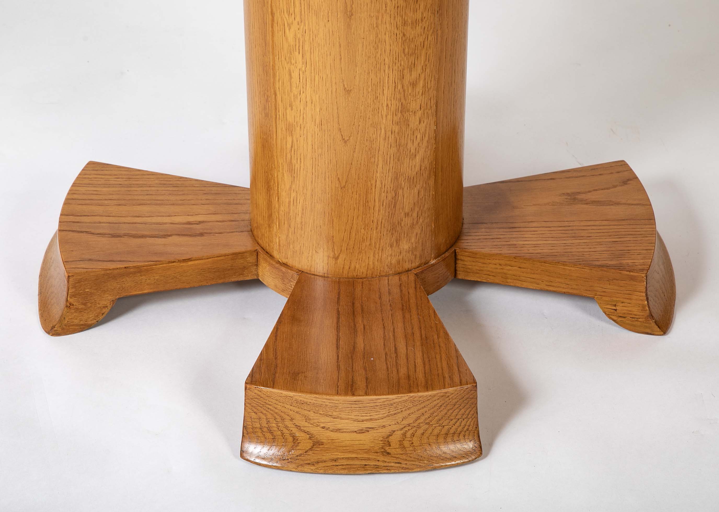 A Oak Expandable Dining Table In The Manner of Jules Leleu