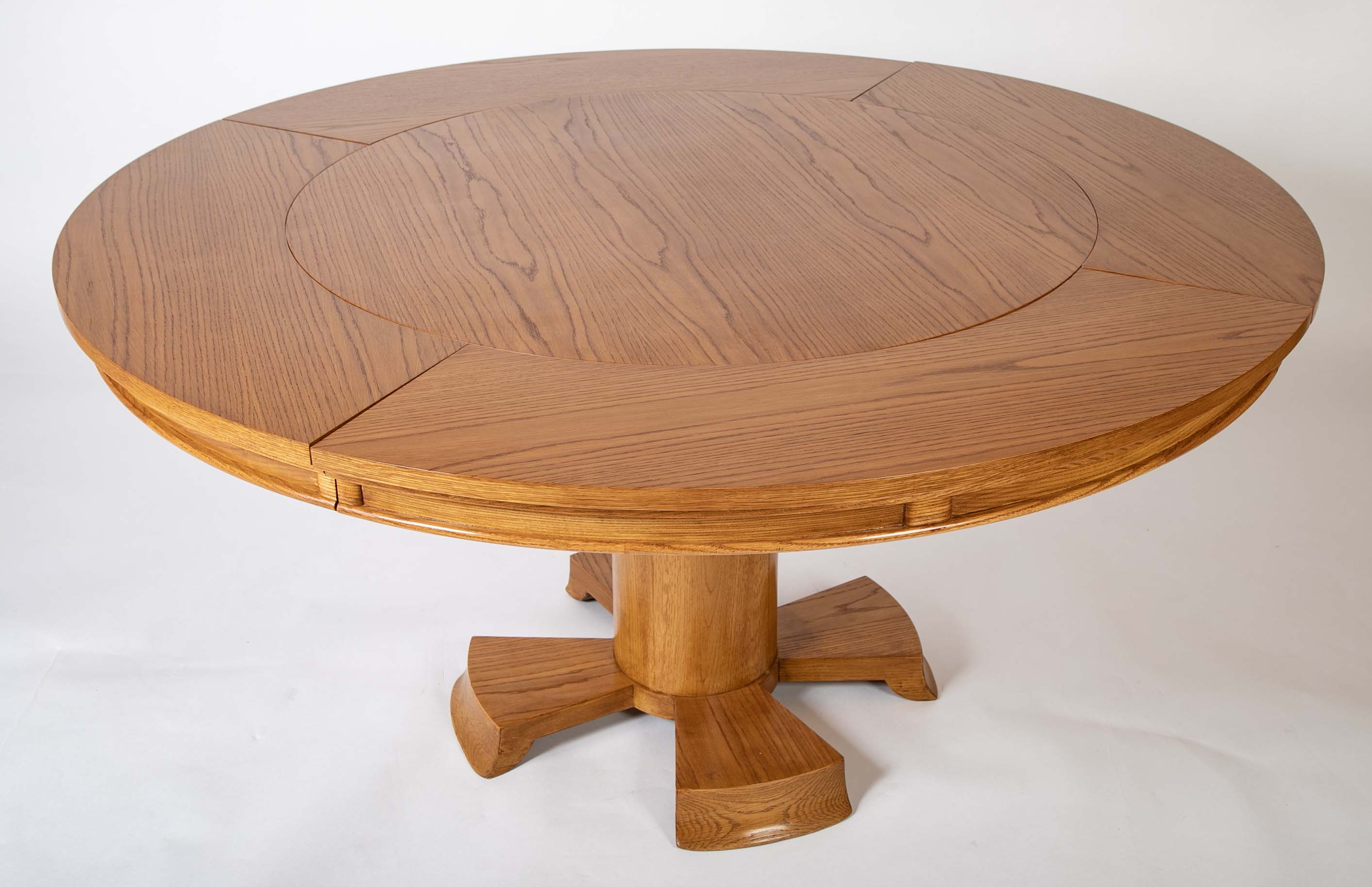 A Oak Expandable Dining Table In The Manner of Jules Leleu