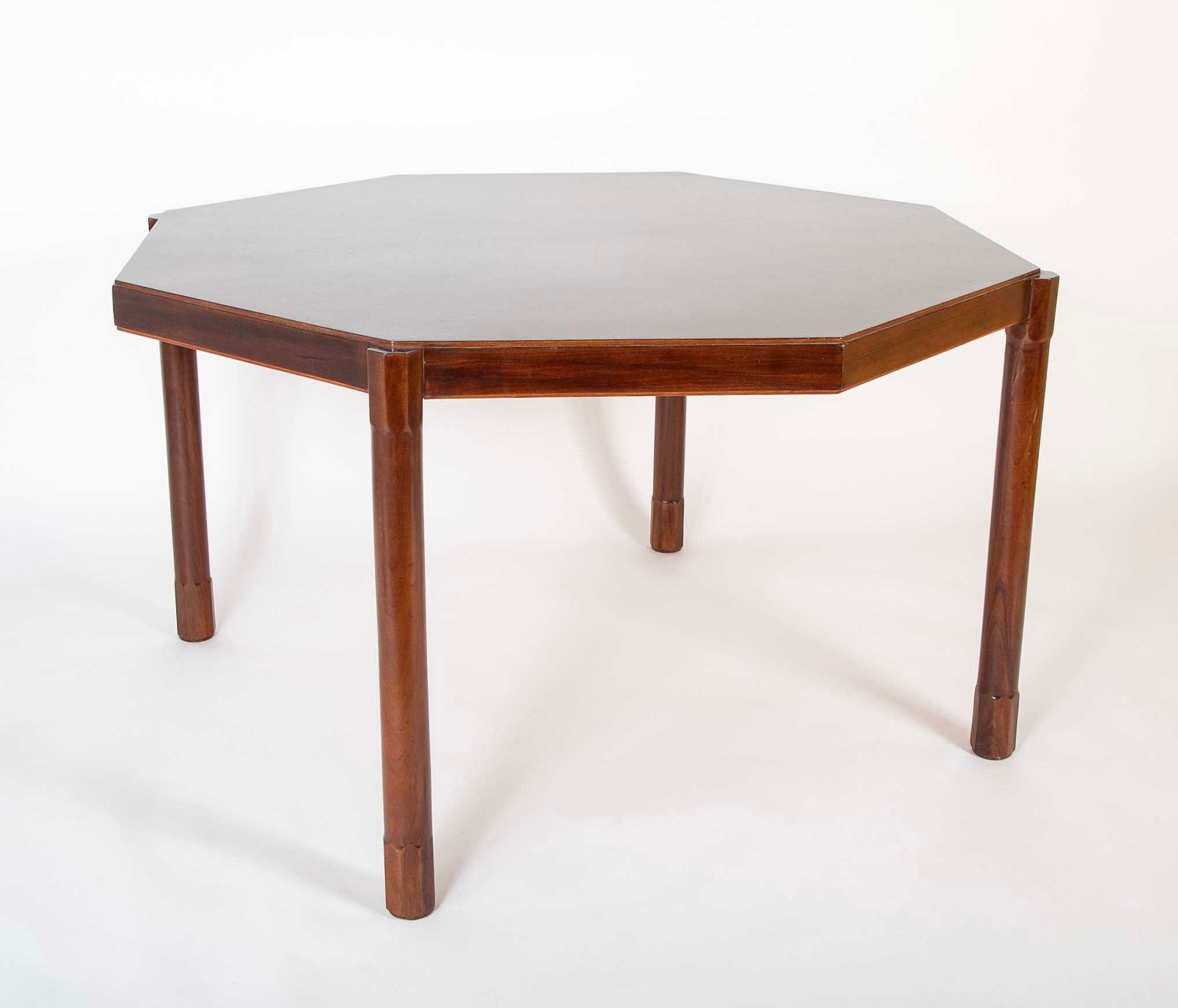 An Octagonal Walnut Table Produced by Fratelli Proserpio Italy