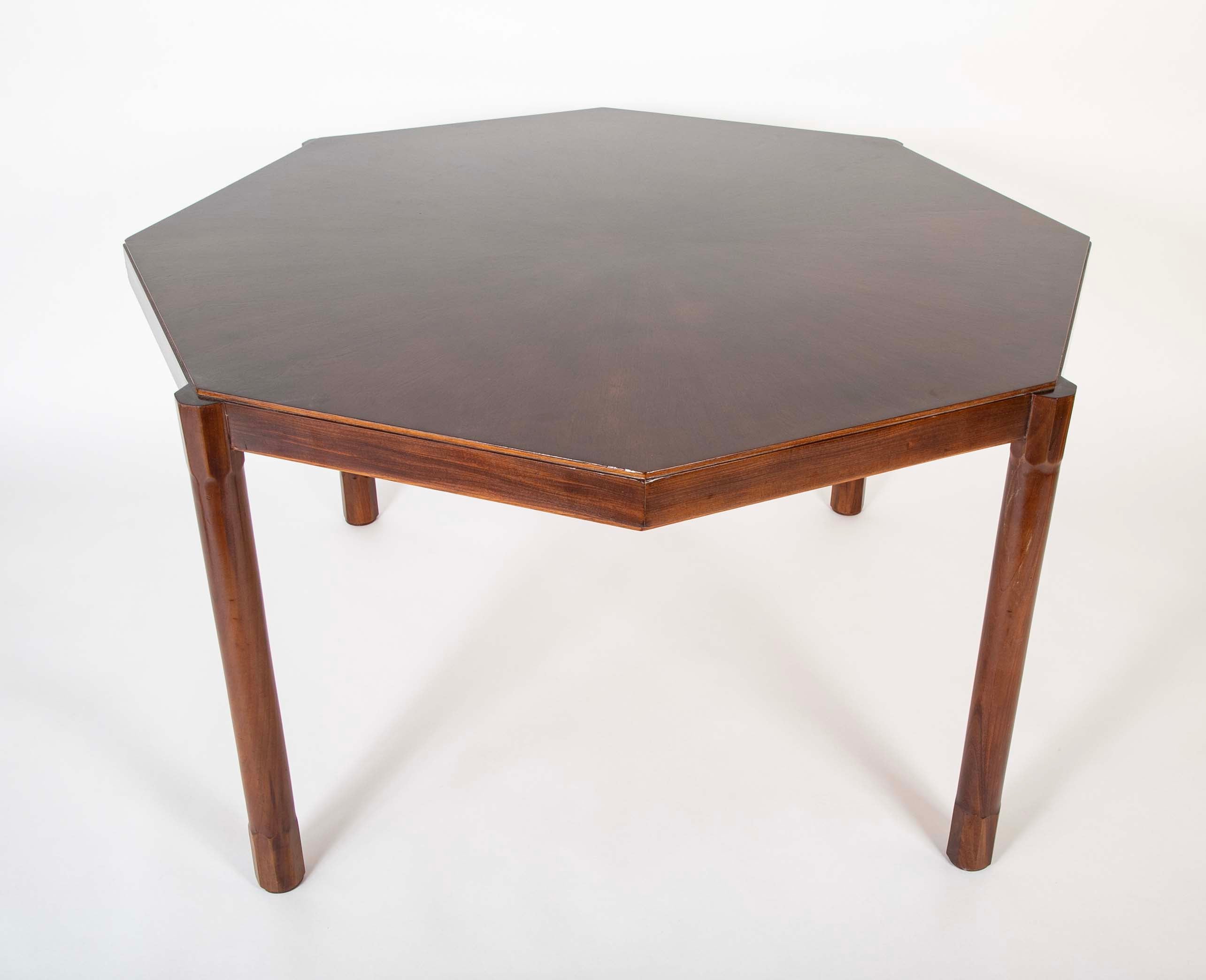 An Octagonal Walnut Table Produced by Fratelli Proserpio Italy