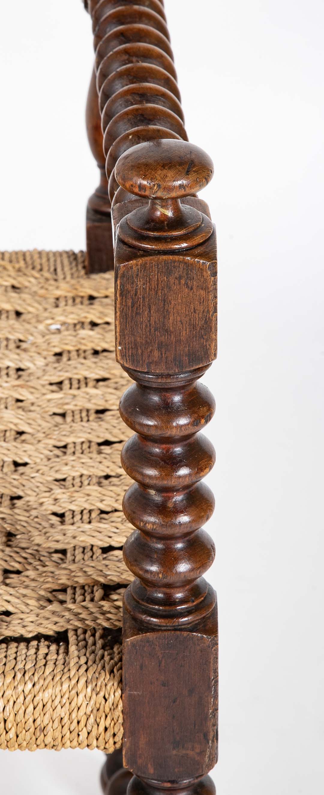 Pair of Turned Wood Arm Chairs In The Manner of Charles Dudouyt