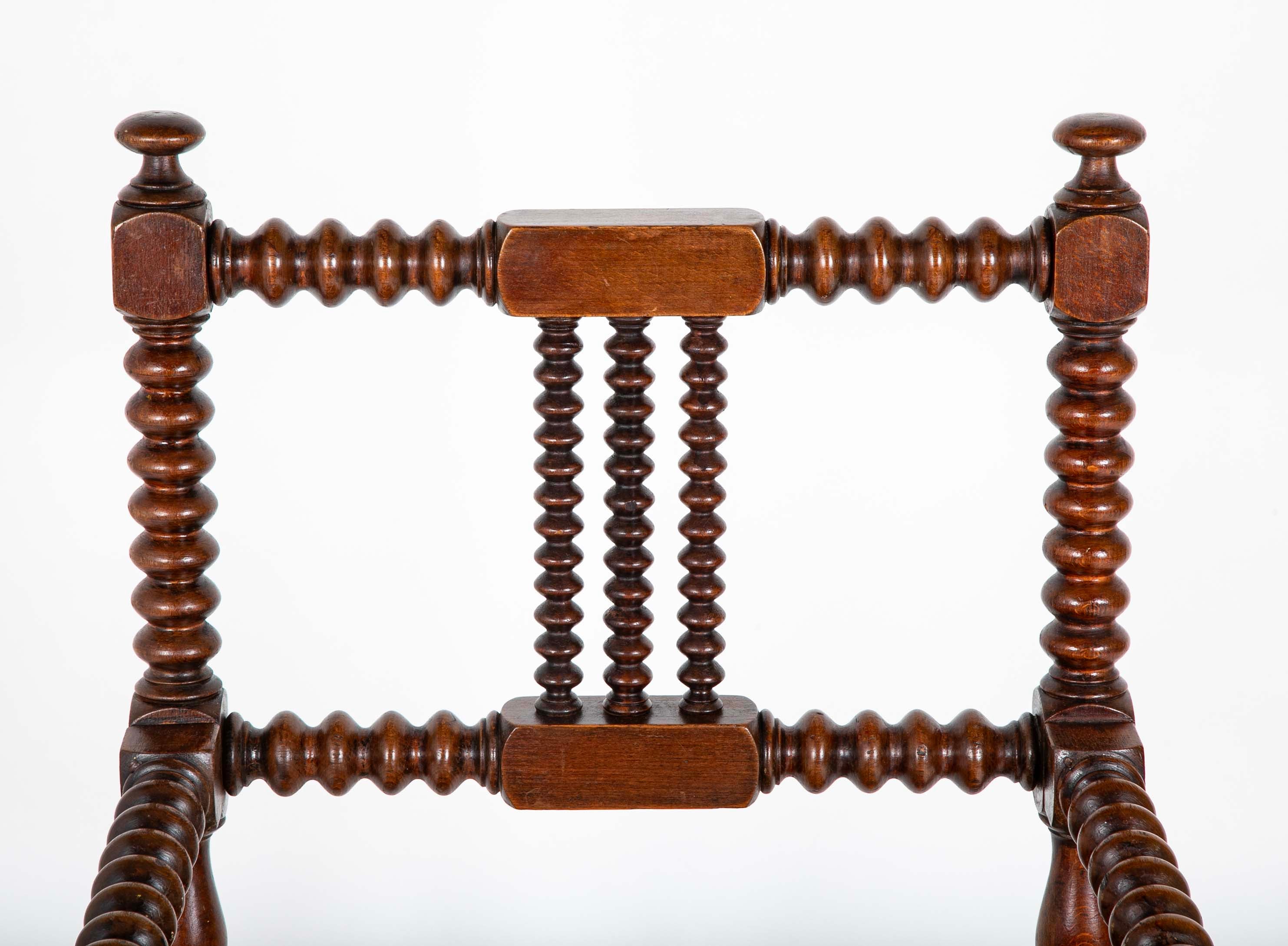 Pair of Turned Wood Arm Chairs In The Manner of Charles Du