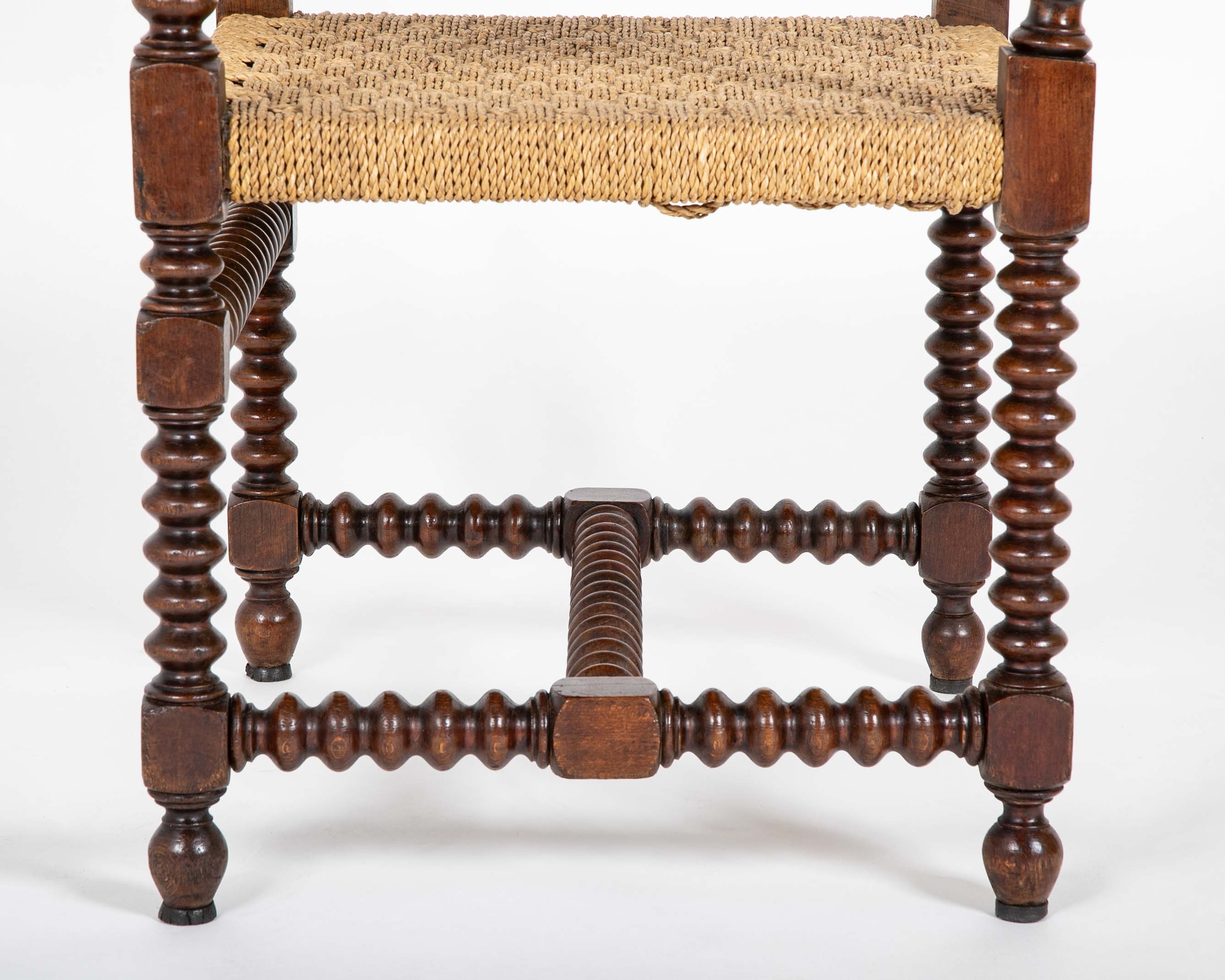 Pair of Turned Wood Arm Chairs In The Manner of Charles Dudouyt