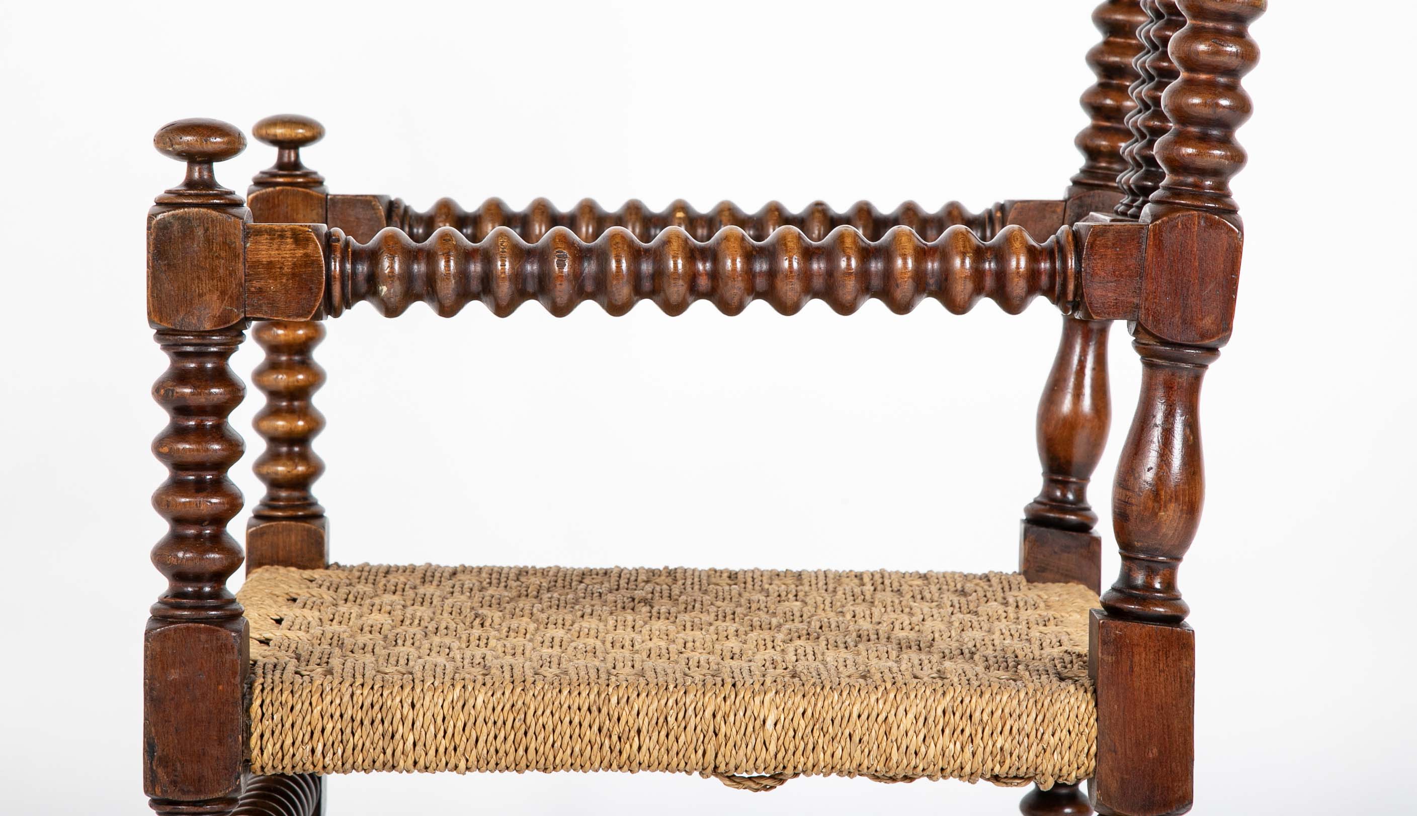 Pair of Turned Wood Arm Chairs In The Manner of Charles Dudouyt