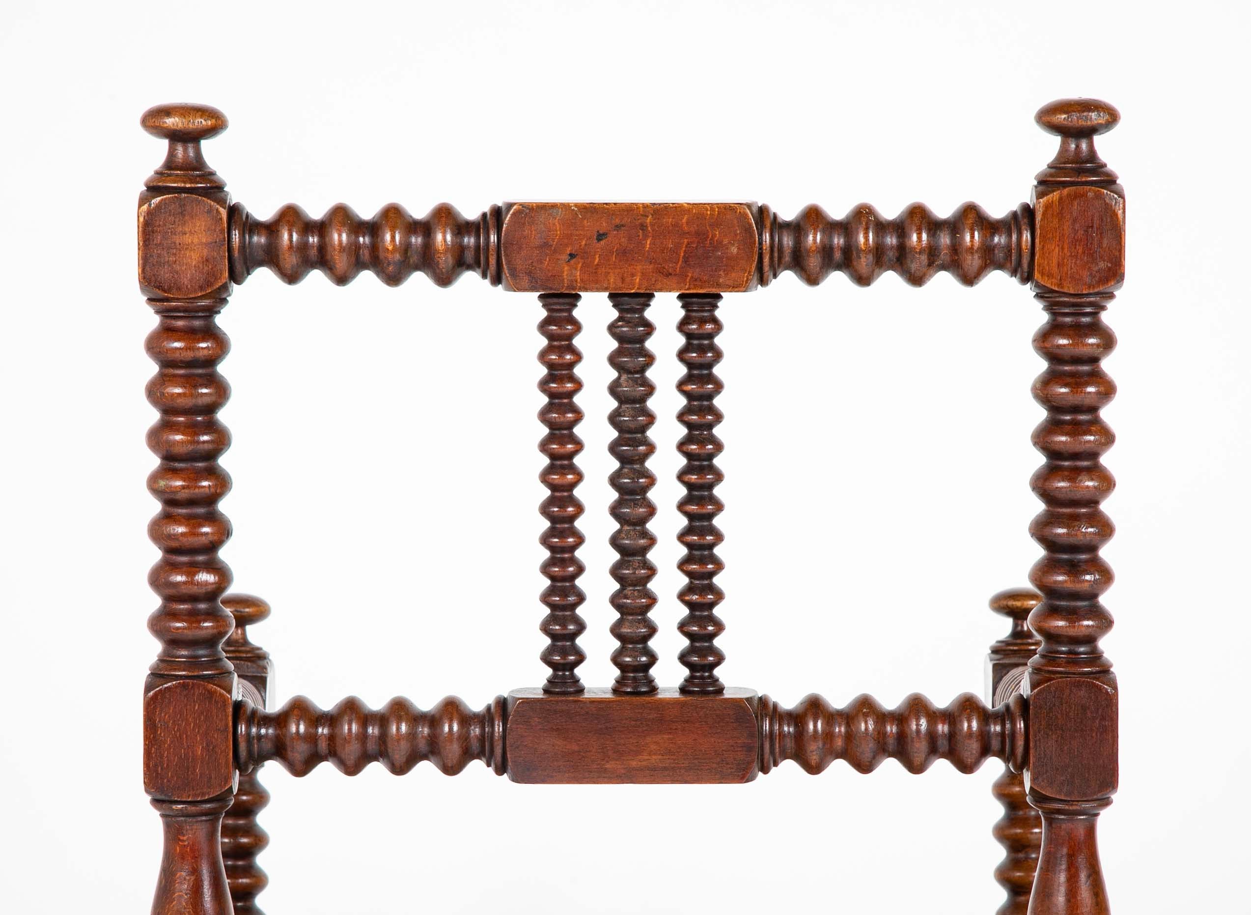 Pair of Turned Wood Arm Chairs In The Manner of Charles Du