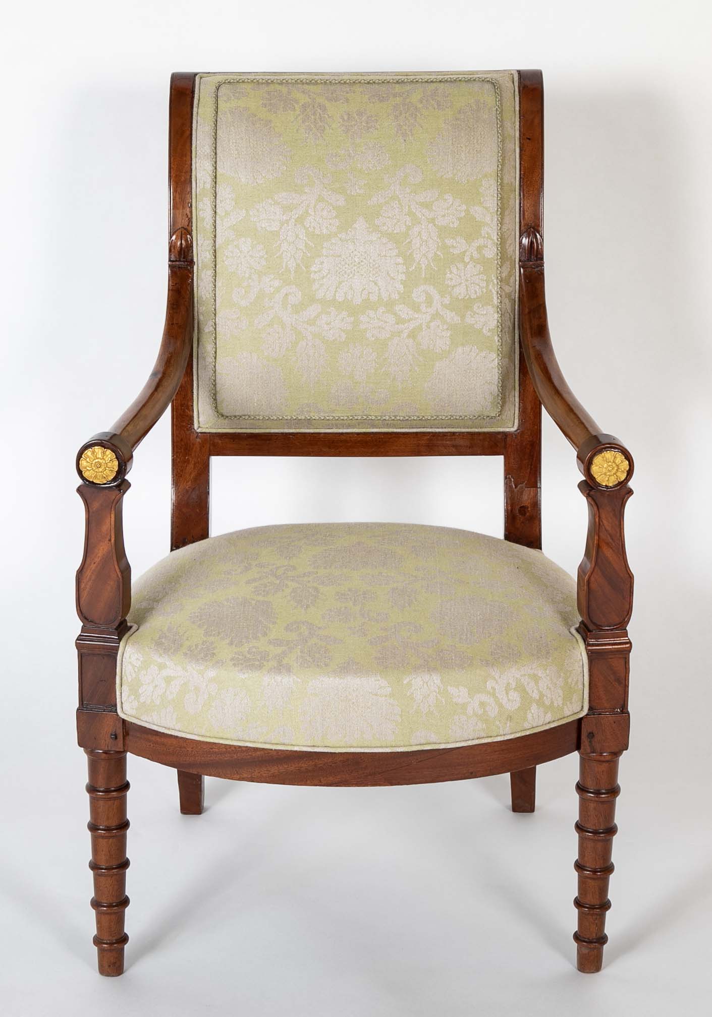 Pair of French Mahogany Frame Armchairs Attributed to Jean-Baptiste Demay