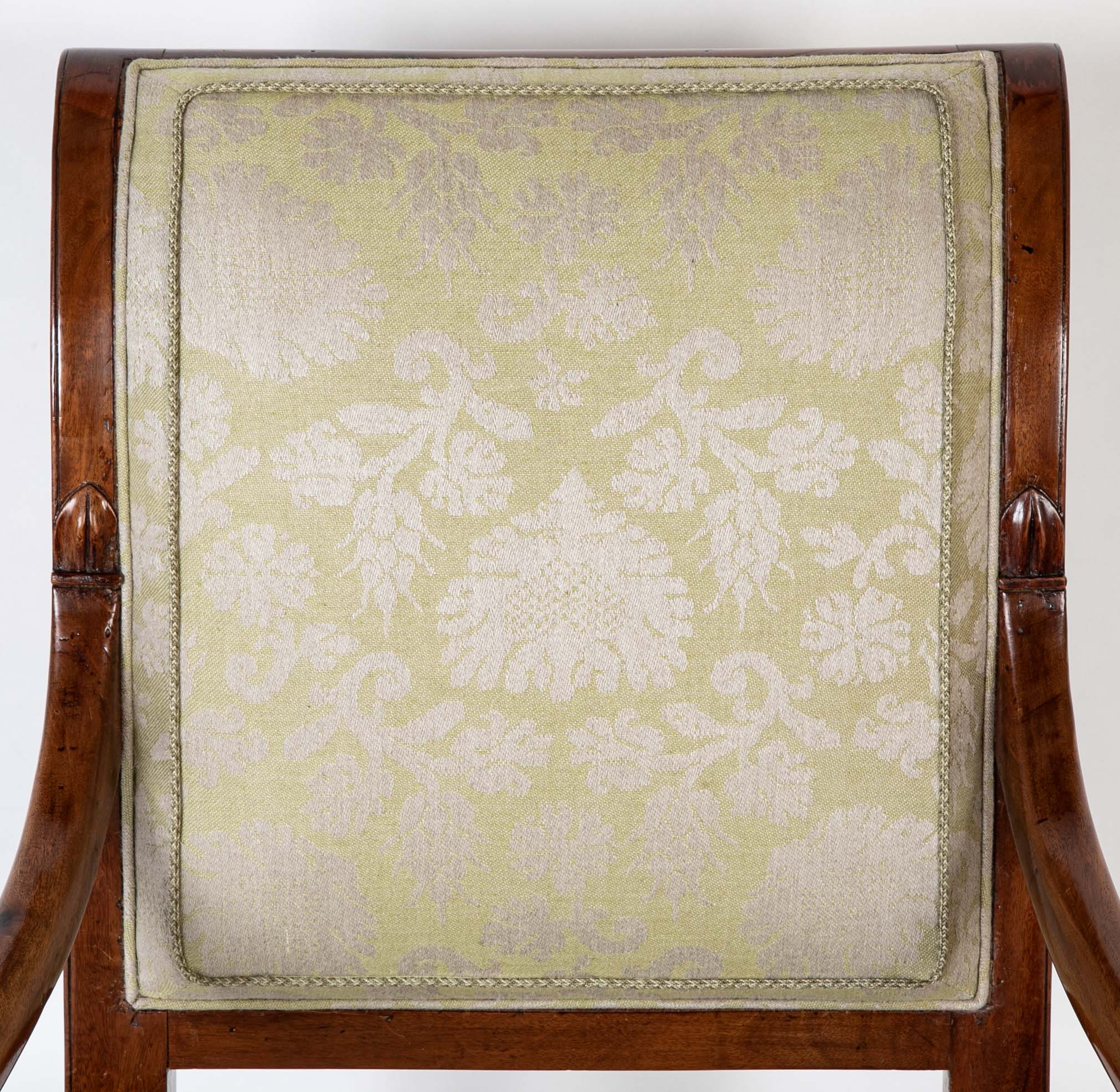 Pair of French Mahogany Frame Armchairs Attributed to Jean-Baptiste Demay