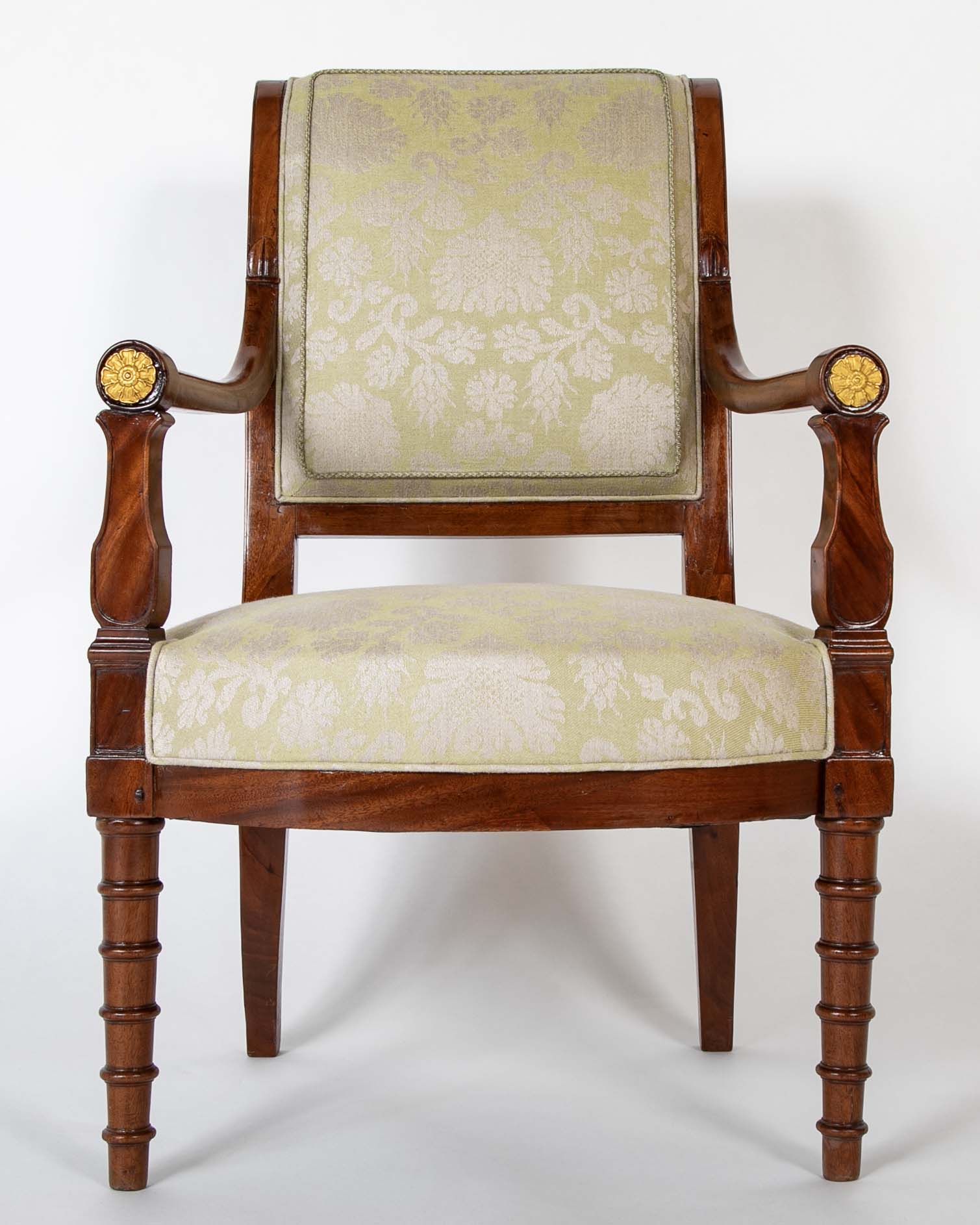 Pair of French Mahogany Frame Armchairs Attributed to Jean-Baptiste Demay