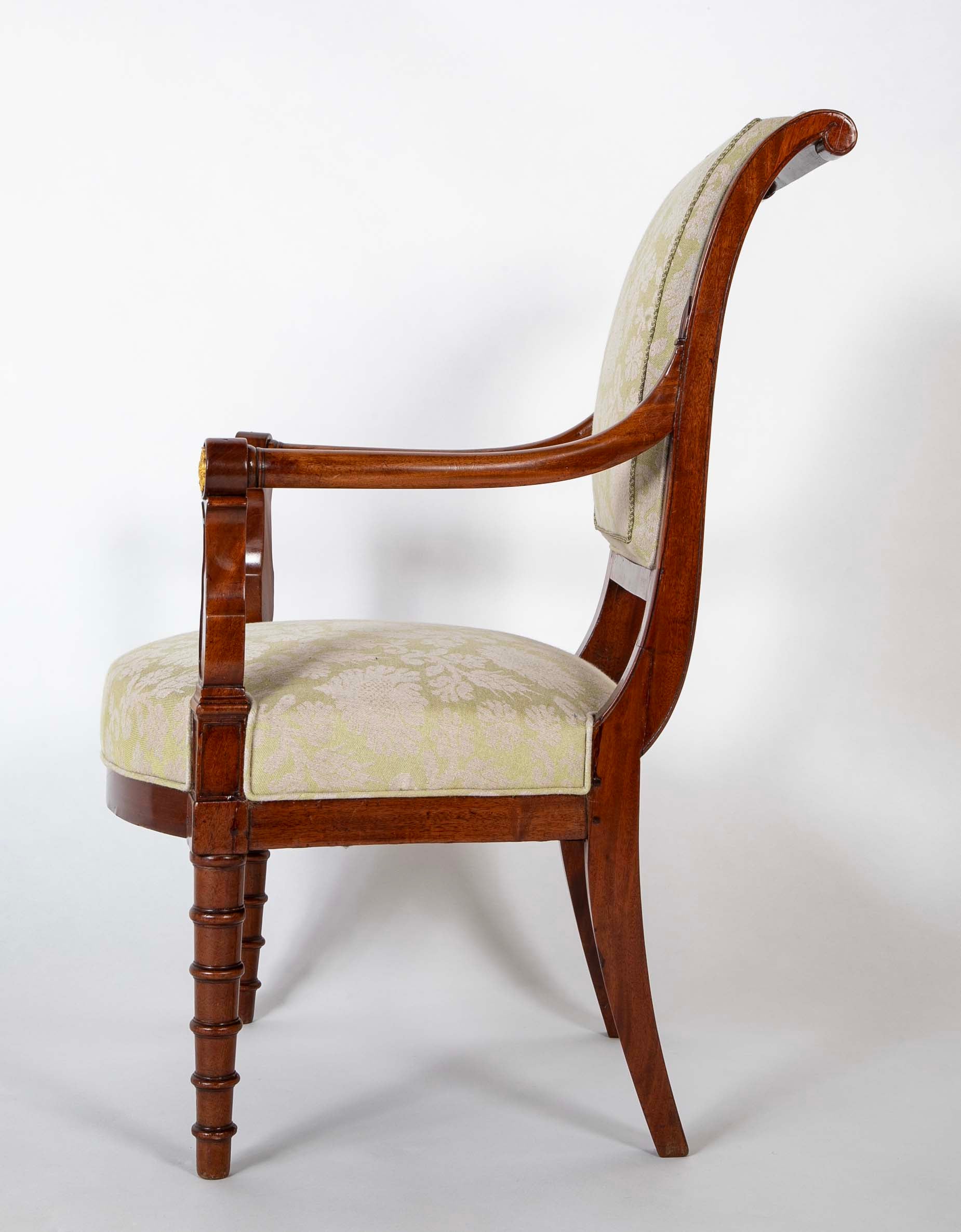 Pair of French Mahogany Frame Armchairs Attributed to Jean-Baptiste Demay