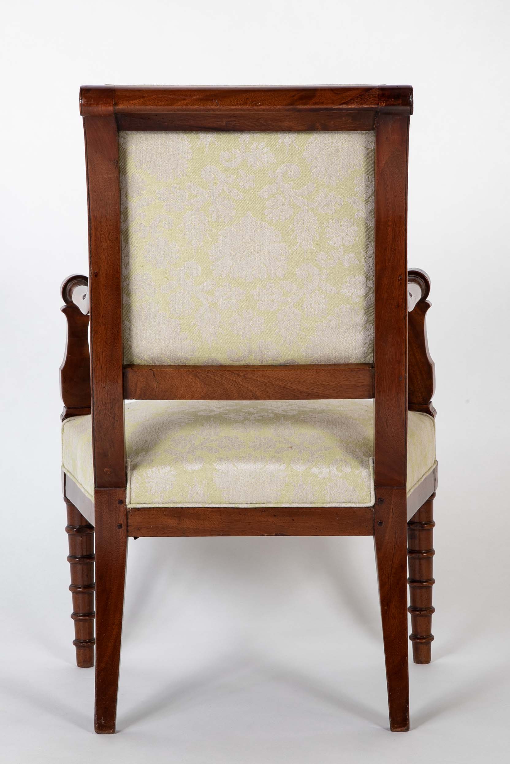 Pair of French Mahogany Frame Armchairs Attributed to Jean-Baptiste Demay