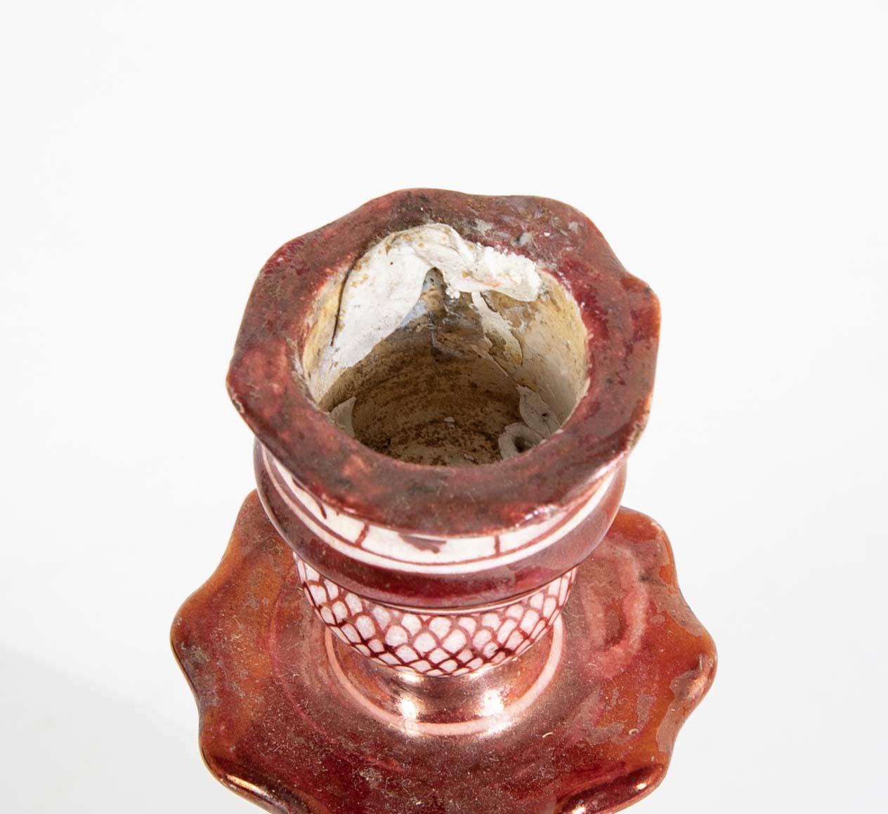 Pair of Ruby Luster Ware of Griffin Candle Sticks