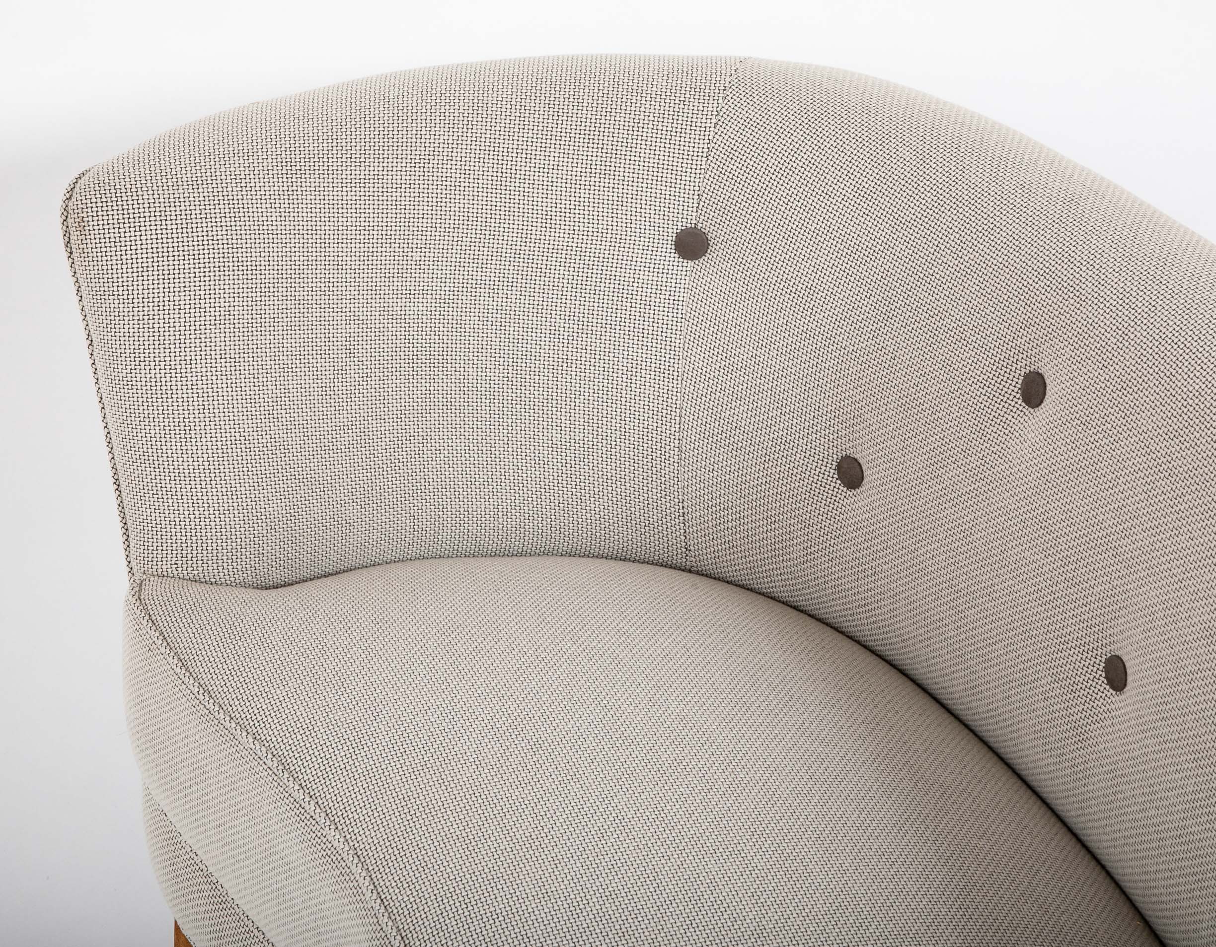 Pair of Mid-Century Danish Upholstered Loveseats on Stained Beech Legs
