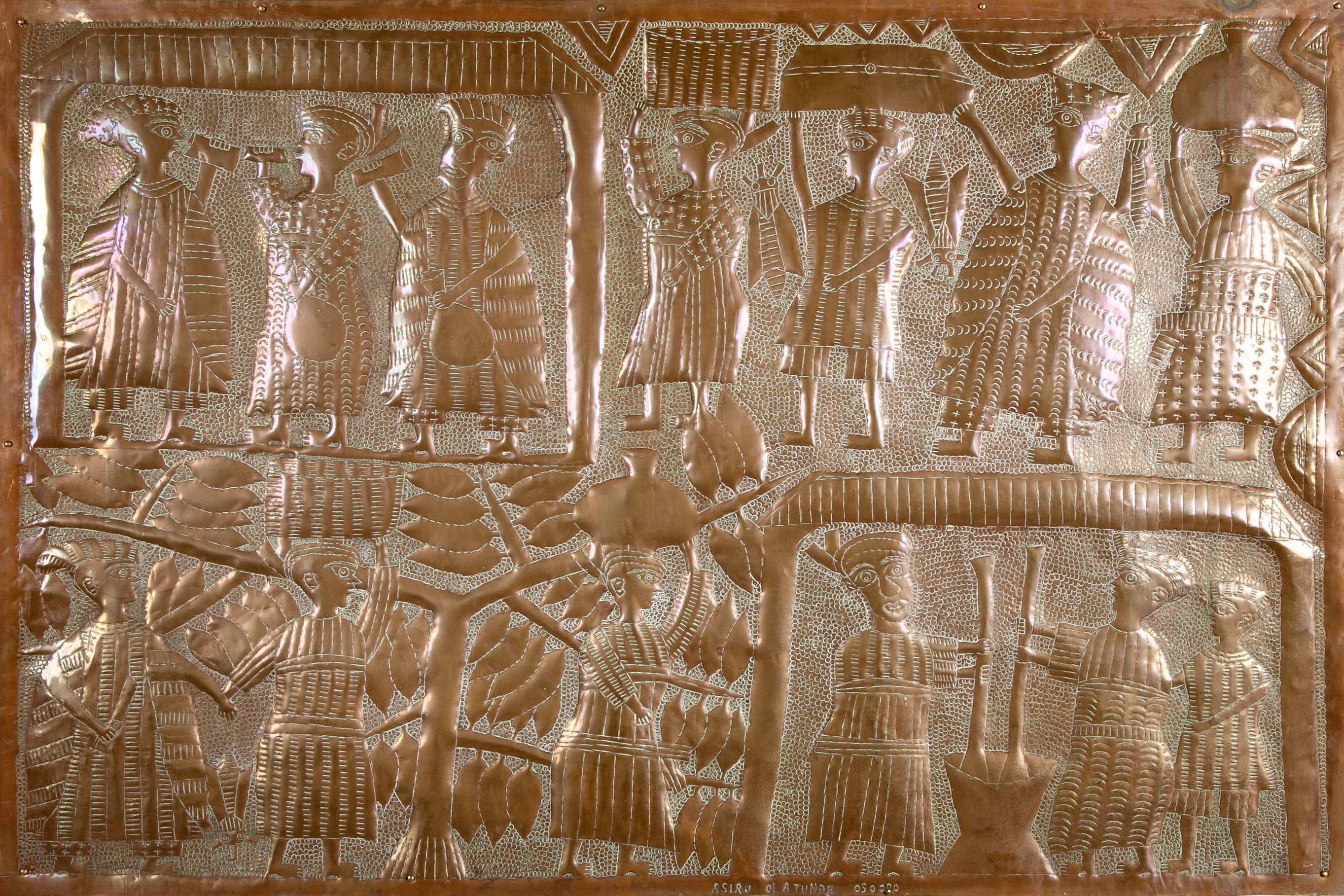 Repousse Copper "Osogbo Panel" by Nigerian Artist Asiru Olatunde
