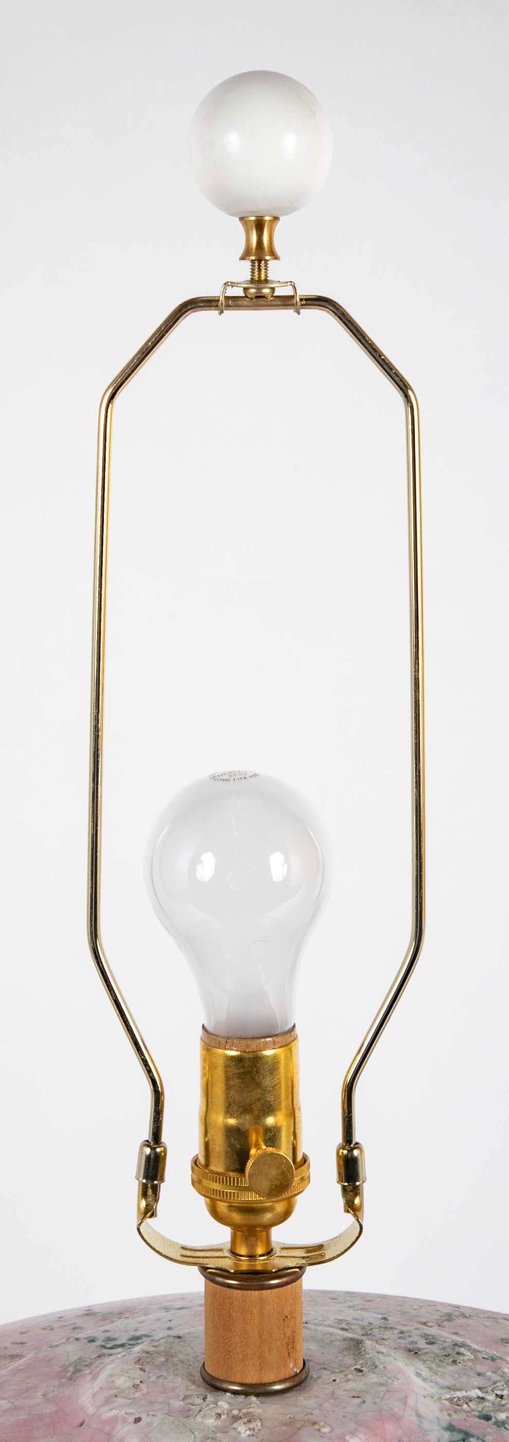 Large Variegated Pink Glazed Ceramic Lamp