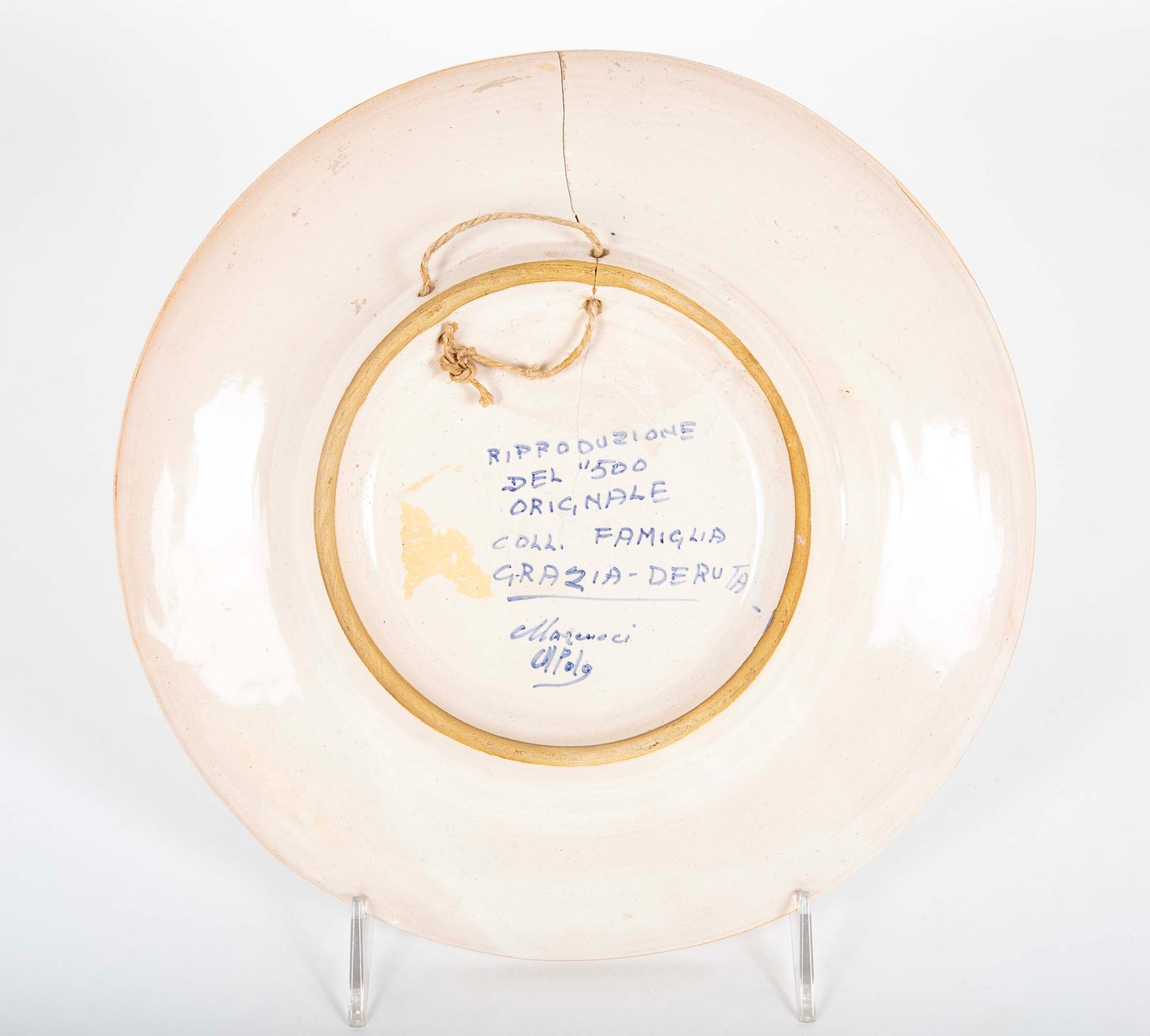 Deruta Reproduction "Bella Donna" Style Plate with Figure in Loose Blouse