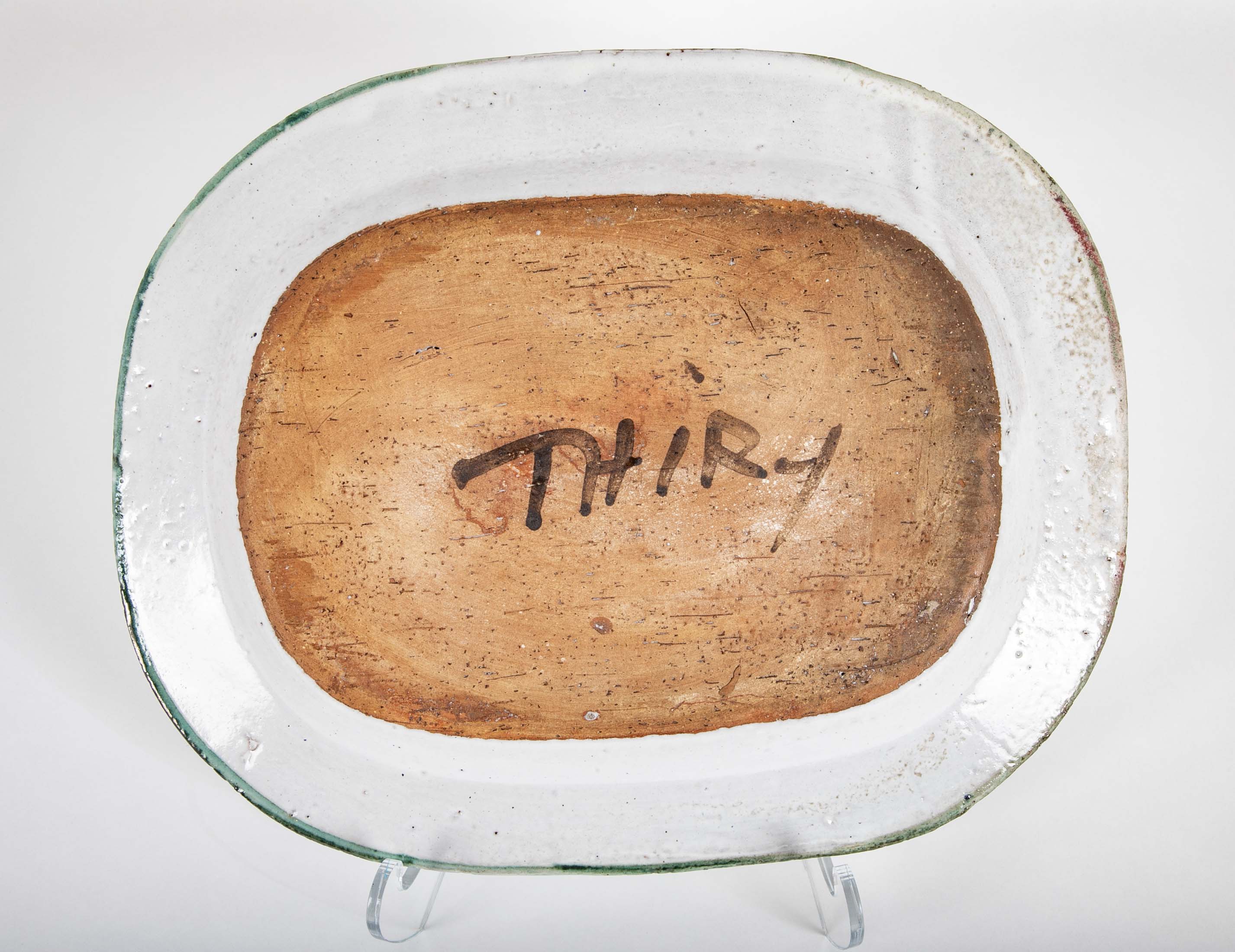 Ceramic Platter with Fish in Center by Albert Thiry, Vallauris France